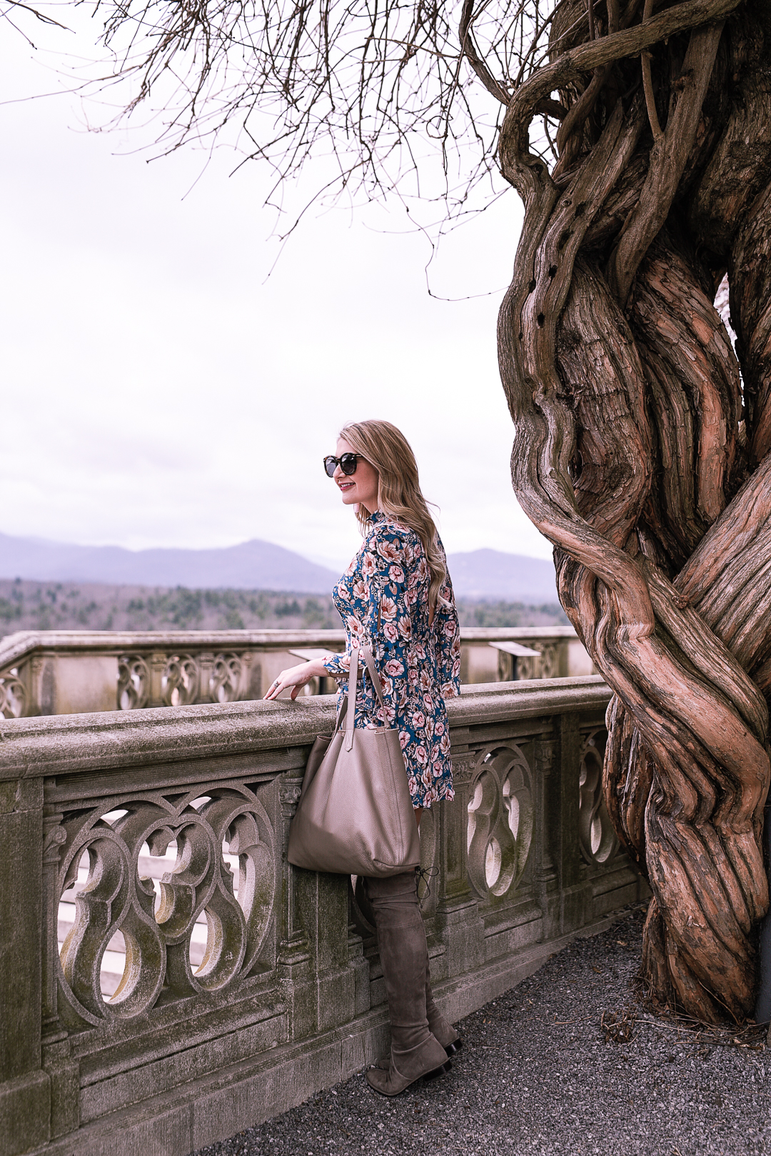 Topshop floral dress as the Biltmore Estate