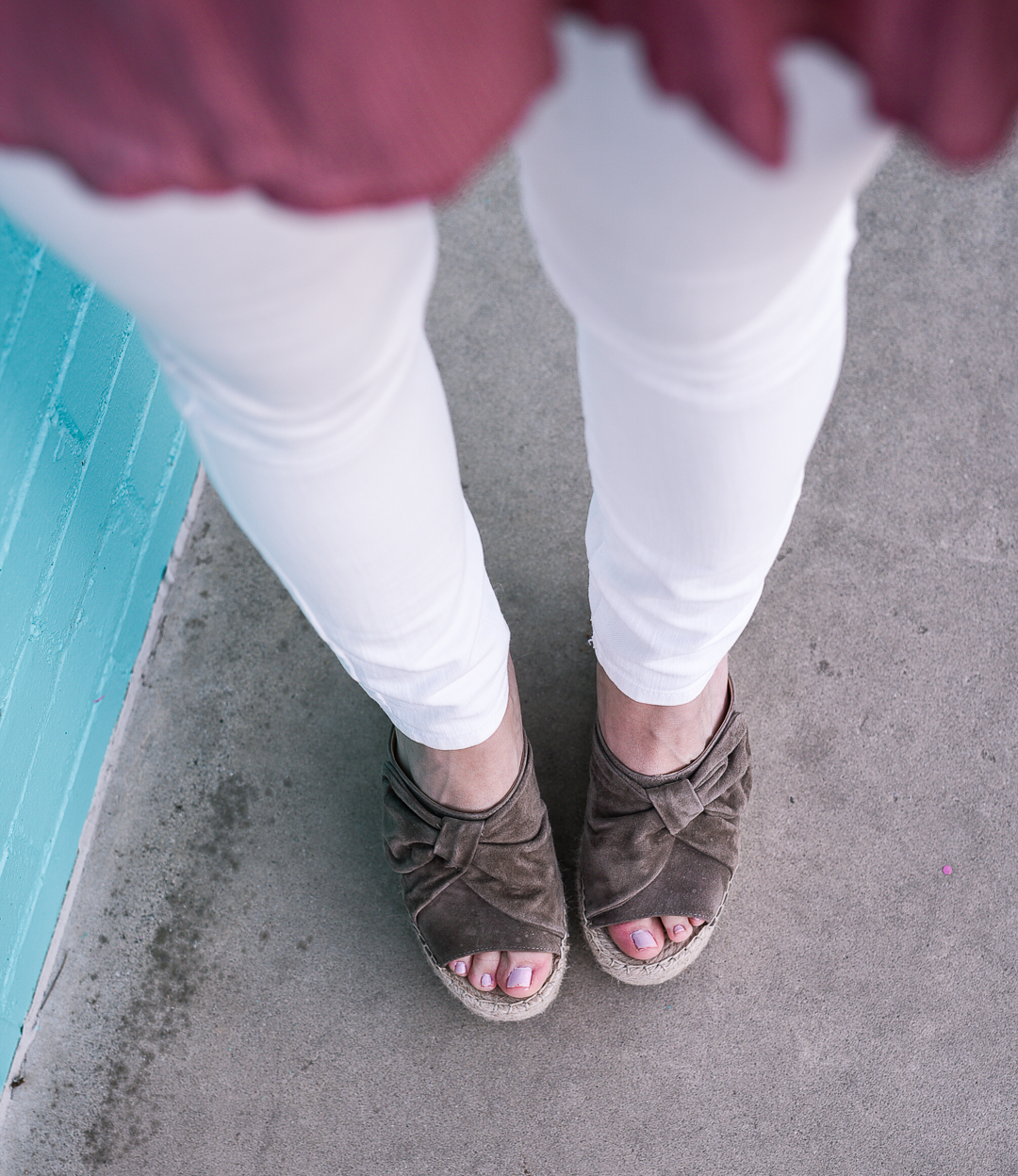 Marc Fishes espadrille and suede wedges with a twist bow. 