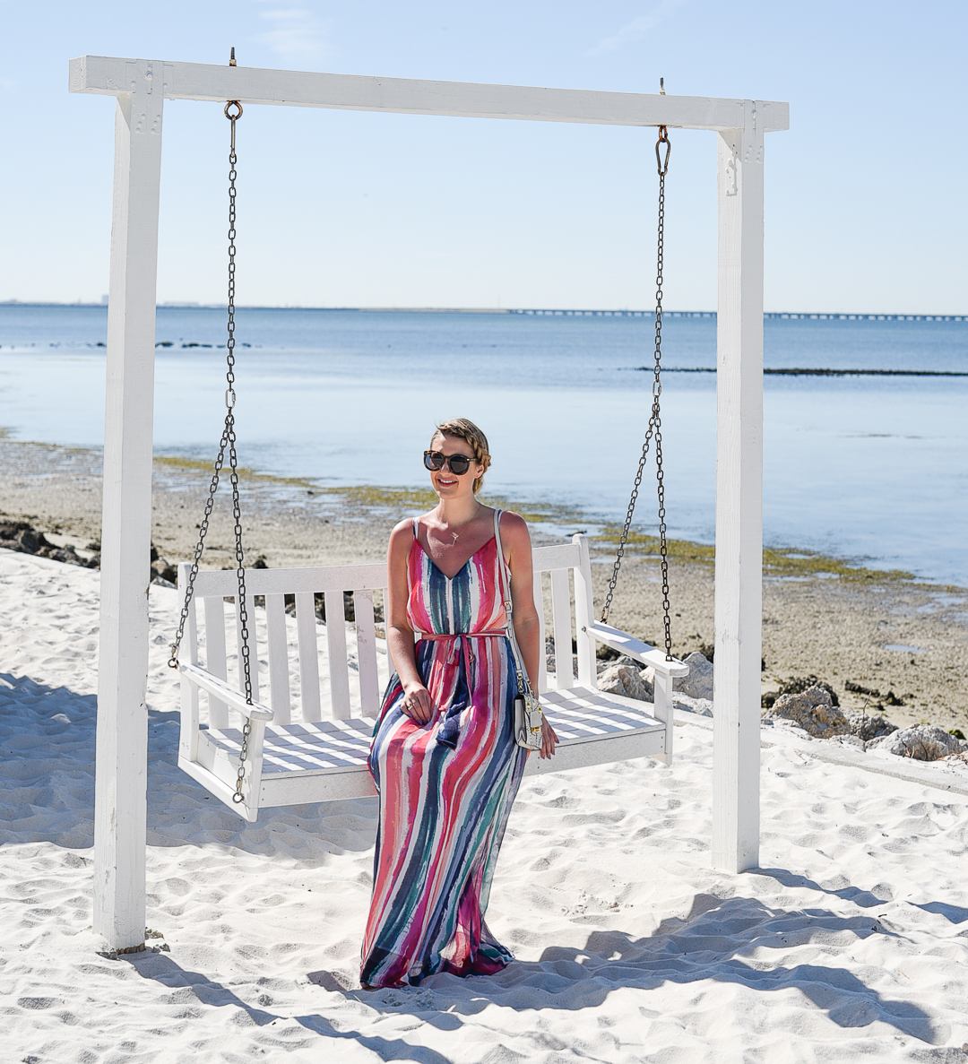 Colorful BB Dakota Maxi dress with a tie waist.