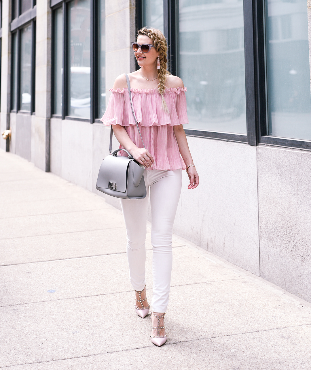 Feminine style in a ruffled top by Goodnight Macaroon. 
