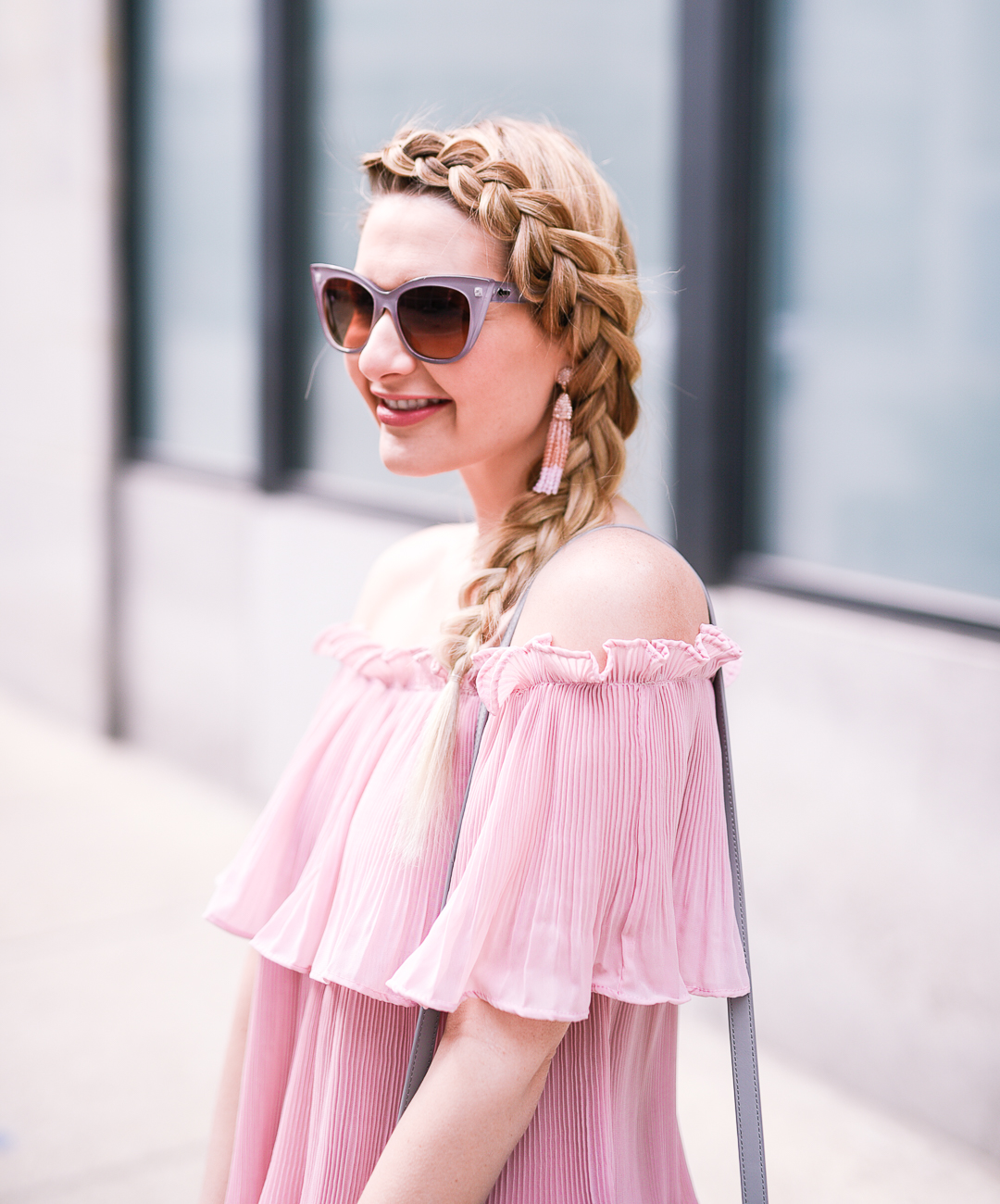 Pink beaded tassel earrings by Bauble Bar