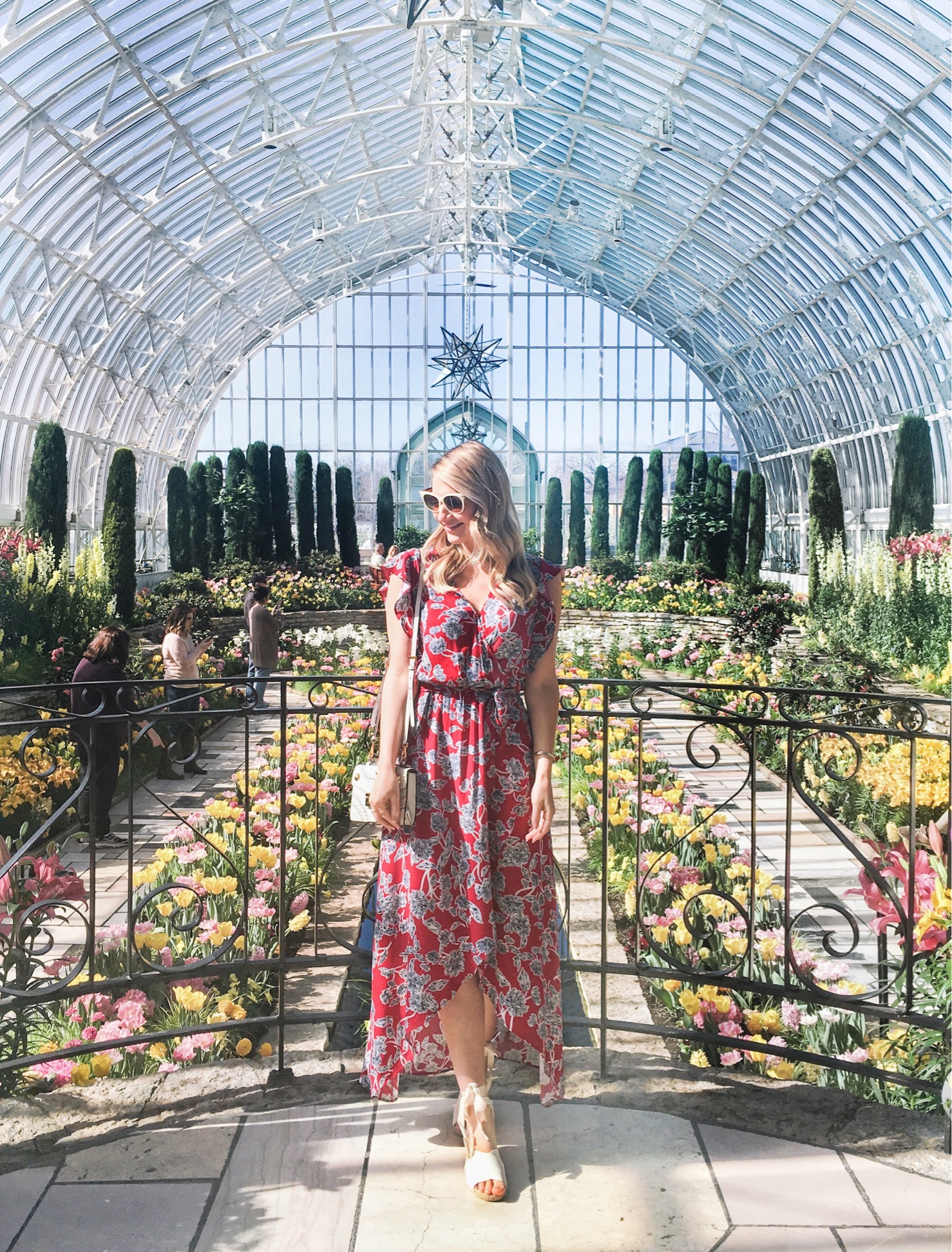 splendid floral dress at como conservatory in st. paul minnesota