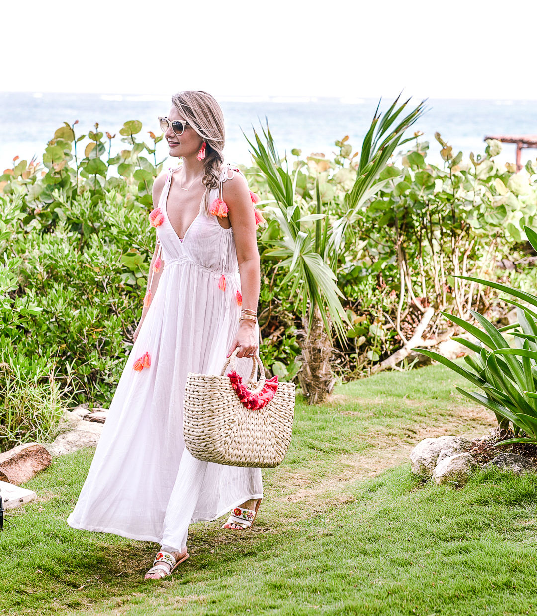 everything but water sundress cover up with orange tassels