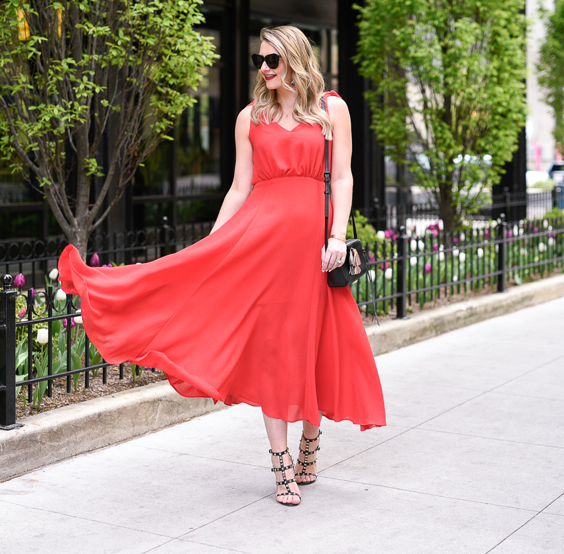 Betsey Johnson red crepe midi dress