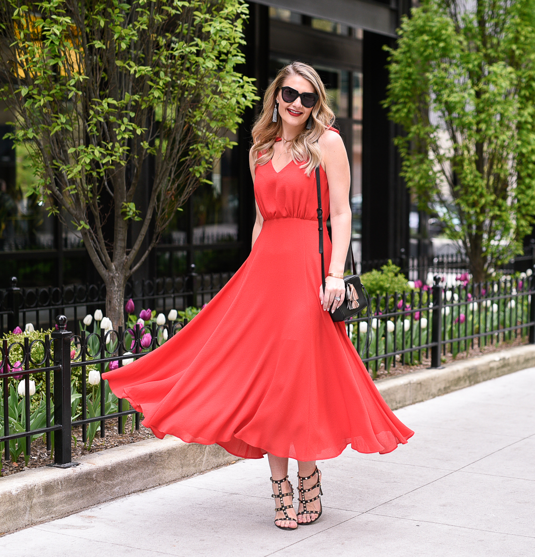 twirling in a sexy black and red combination for a night out on the town