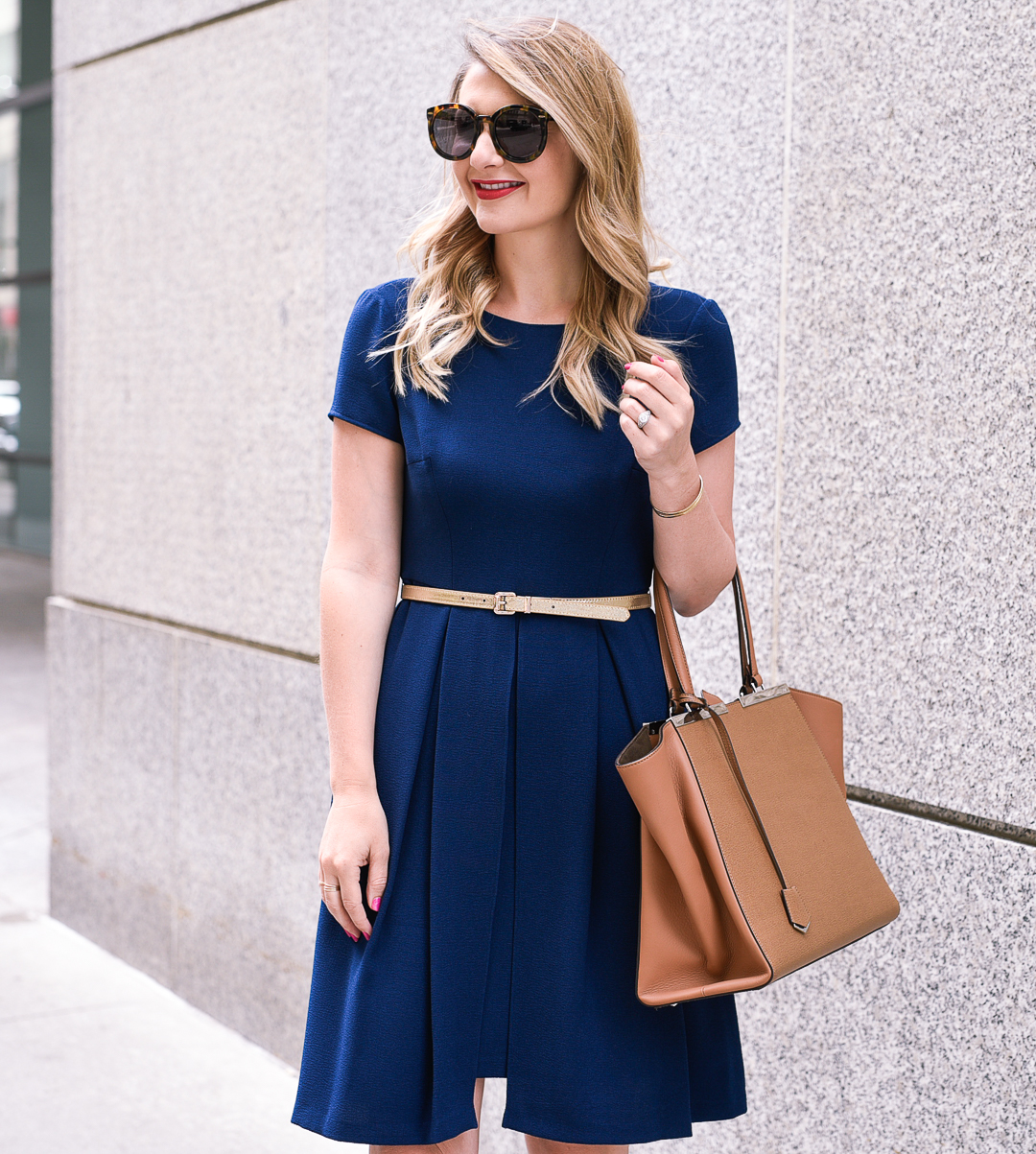 adrianna papell navy business meeting dress 