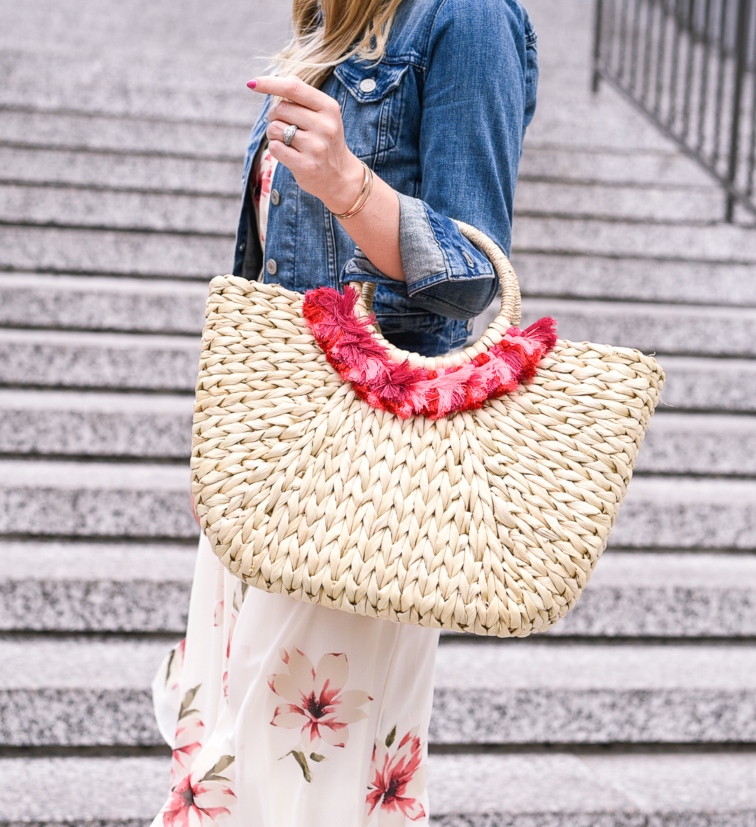 red and pink tassel bag for vacation outfits 