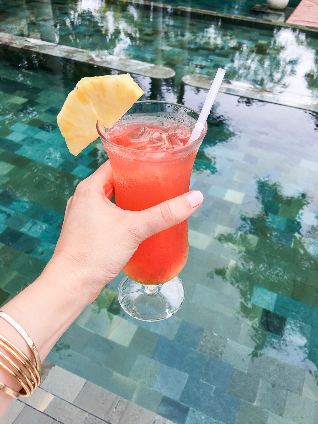 tropical drink at a pool in mexico