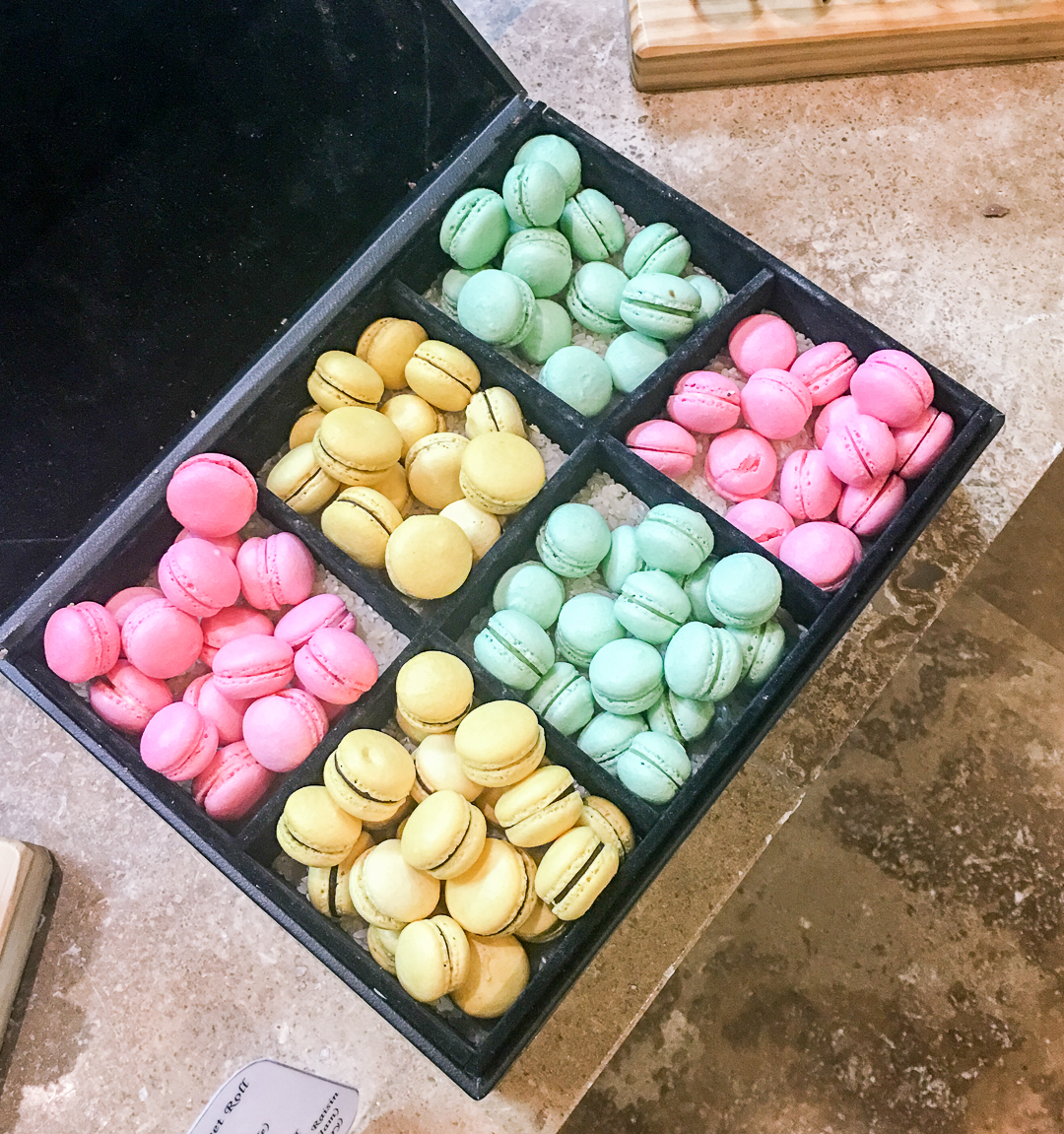 mini macaroons at a breakfast buffet at an all inclusive in mexico