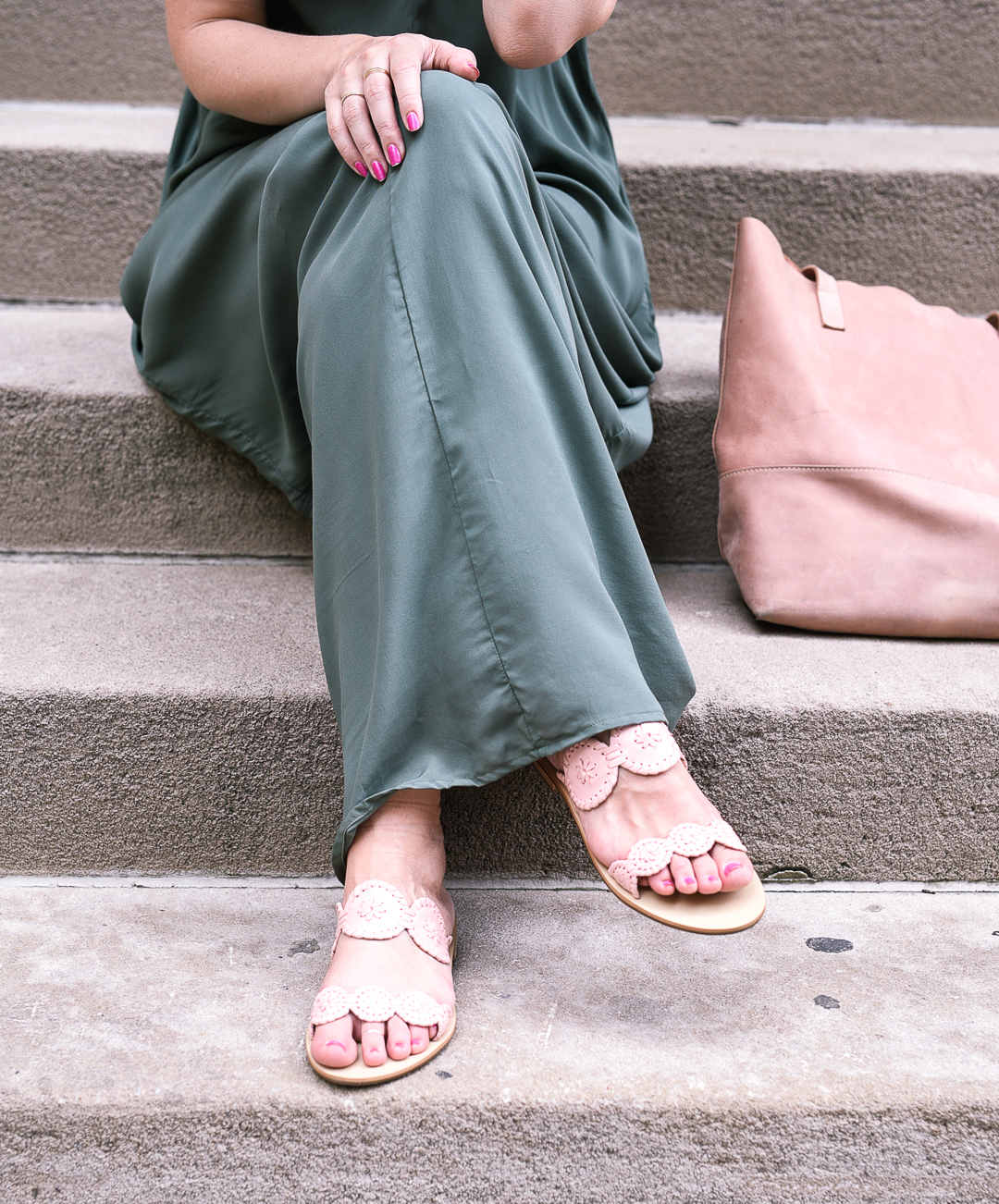 pink jack rogers lauren sandal in blush