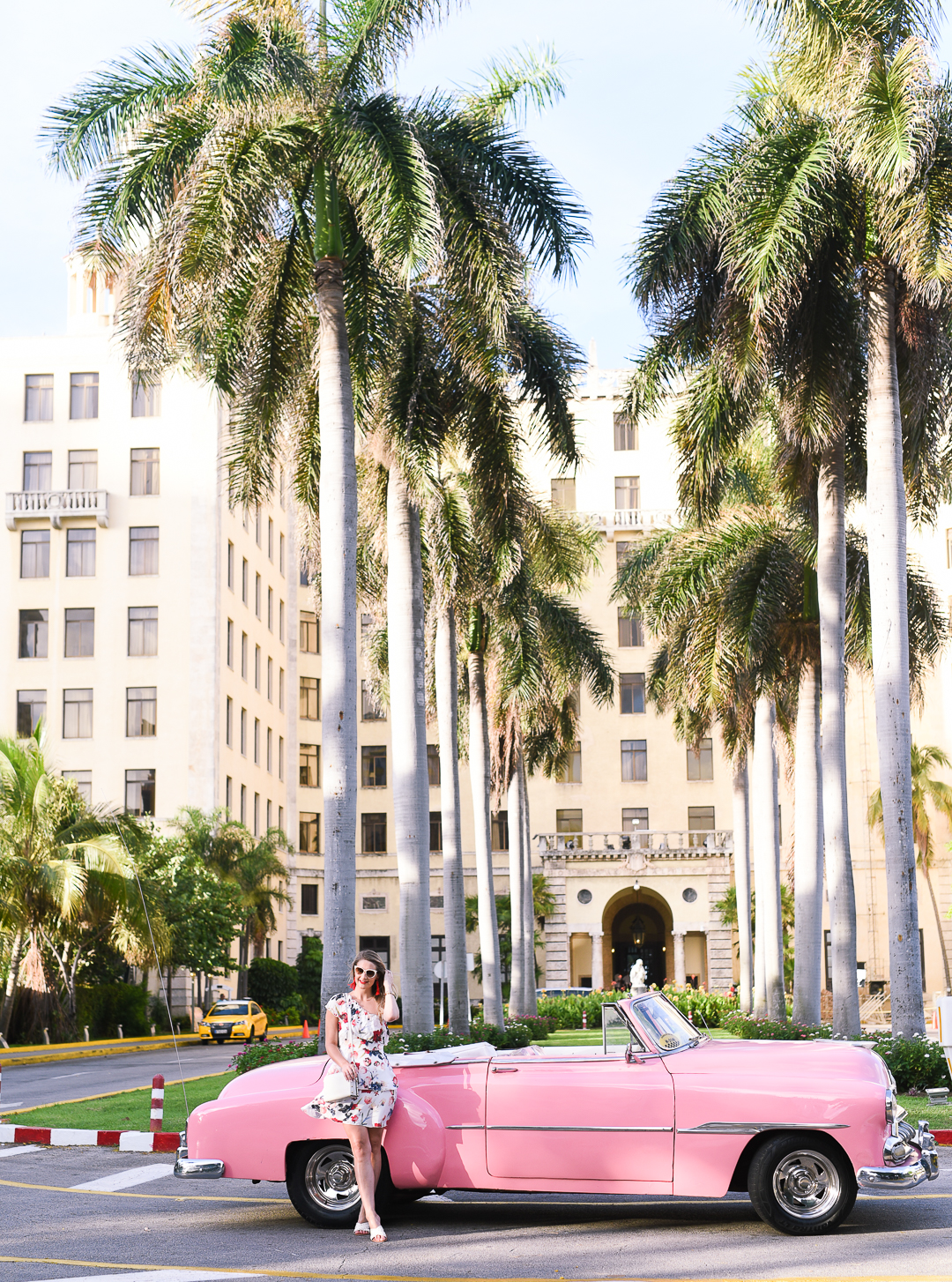 old pink car in havana cuba