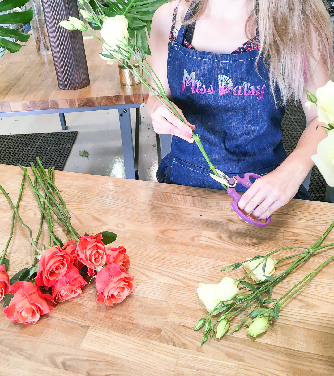 cut flowers at an angle