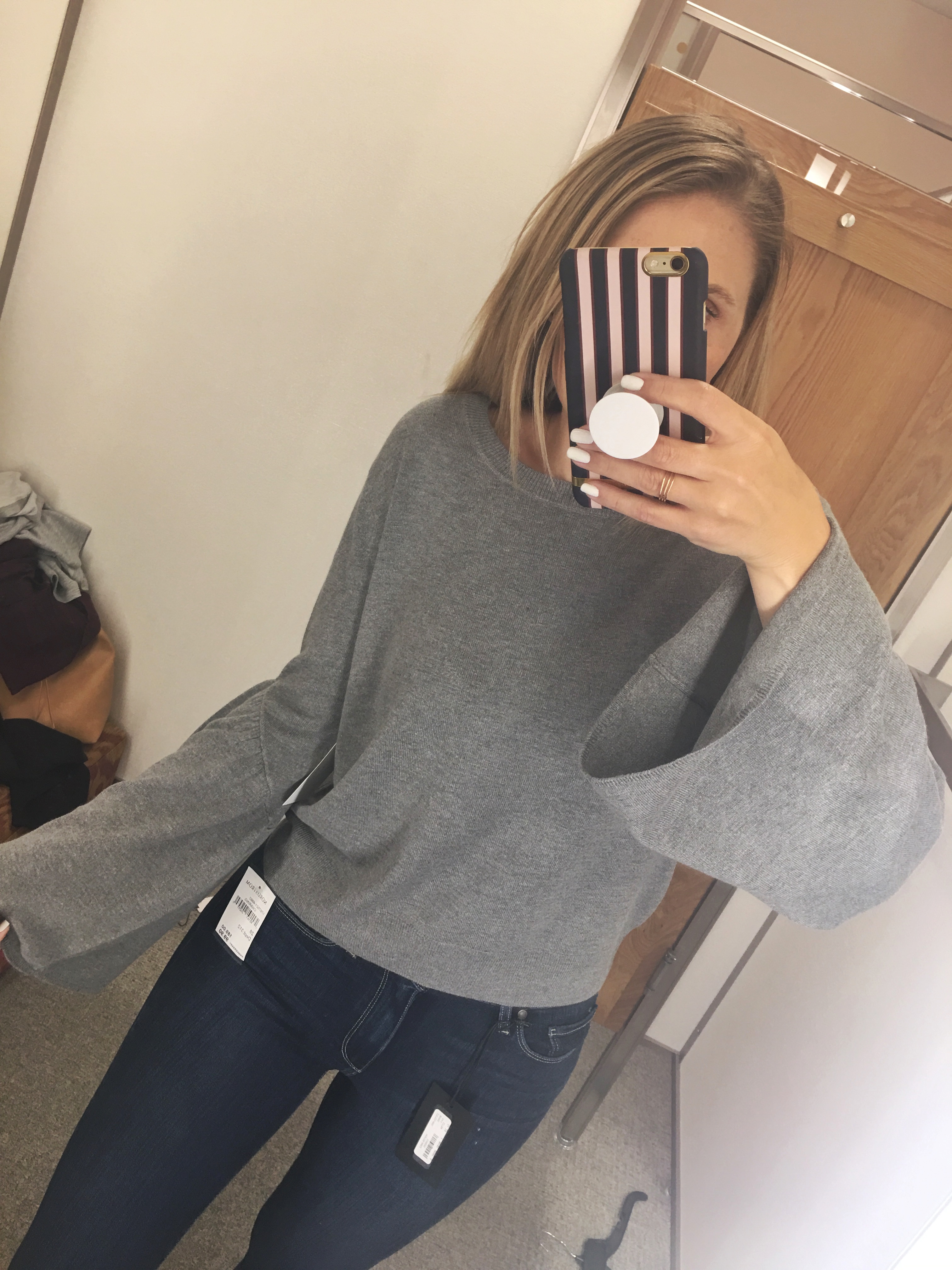 grey peplum sweater