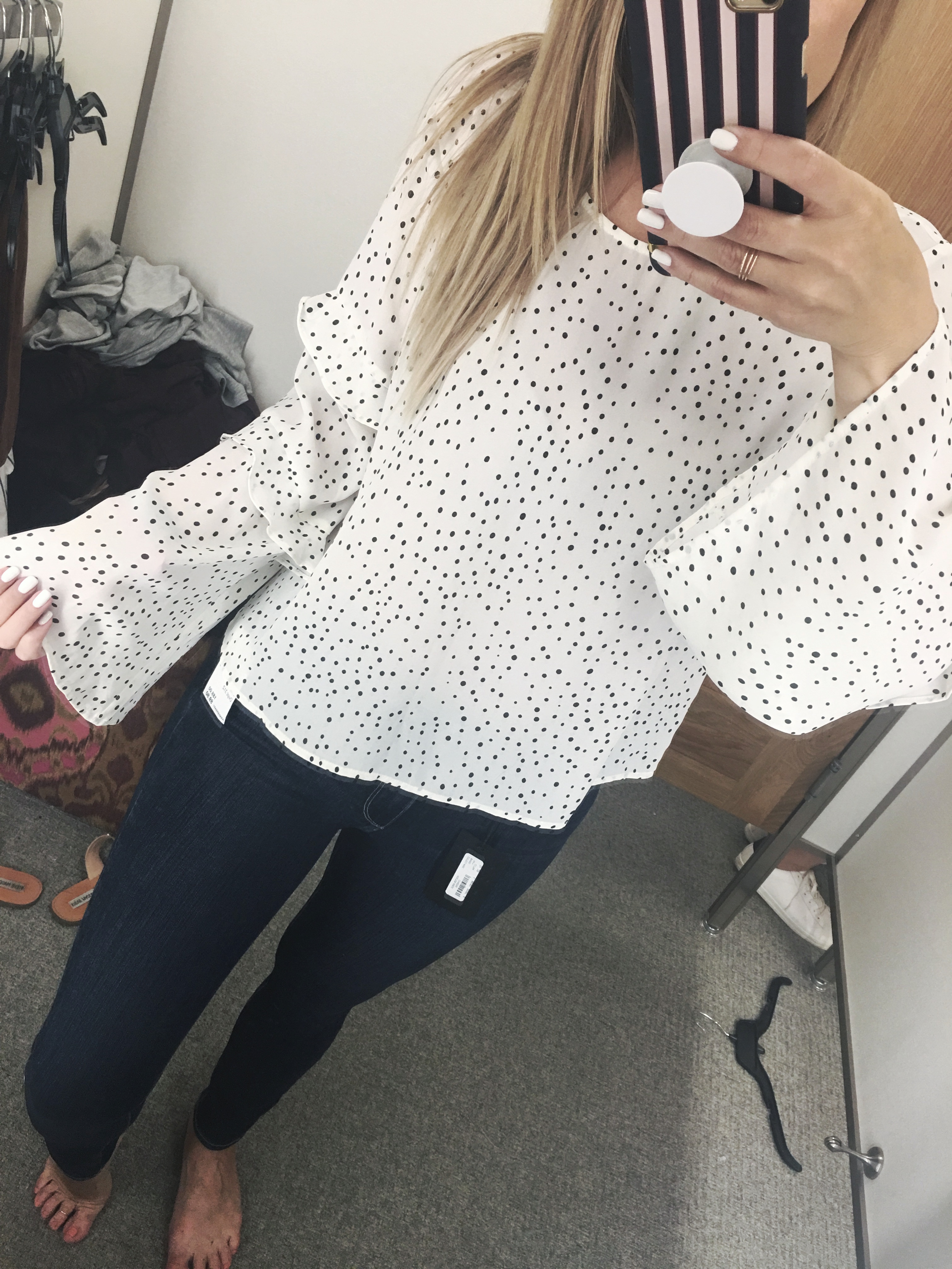 polka dot tiered sleeve top