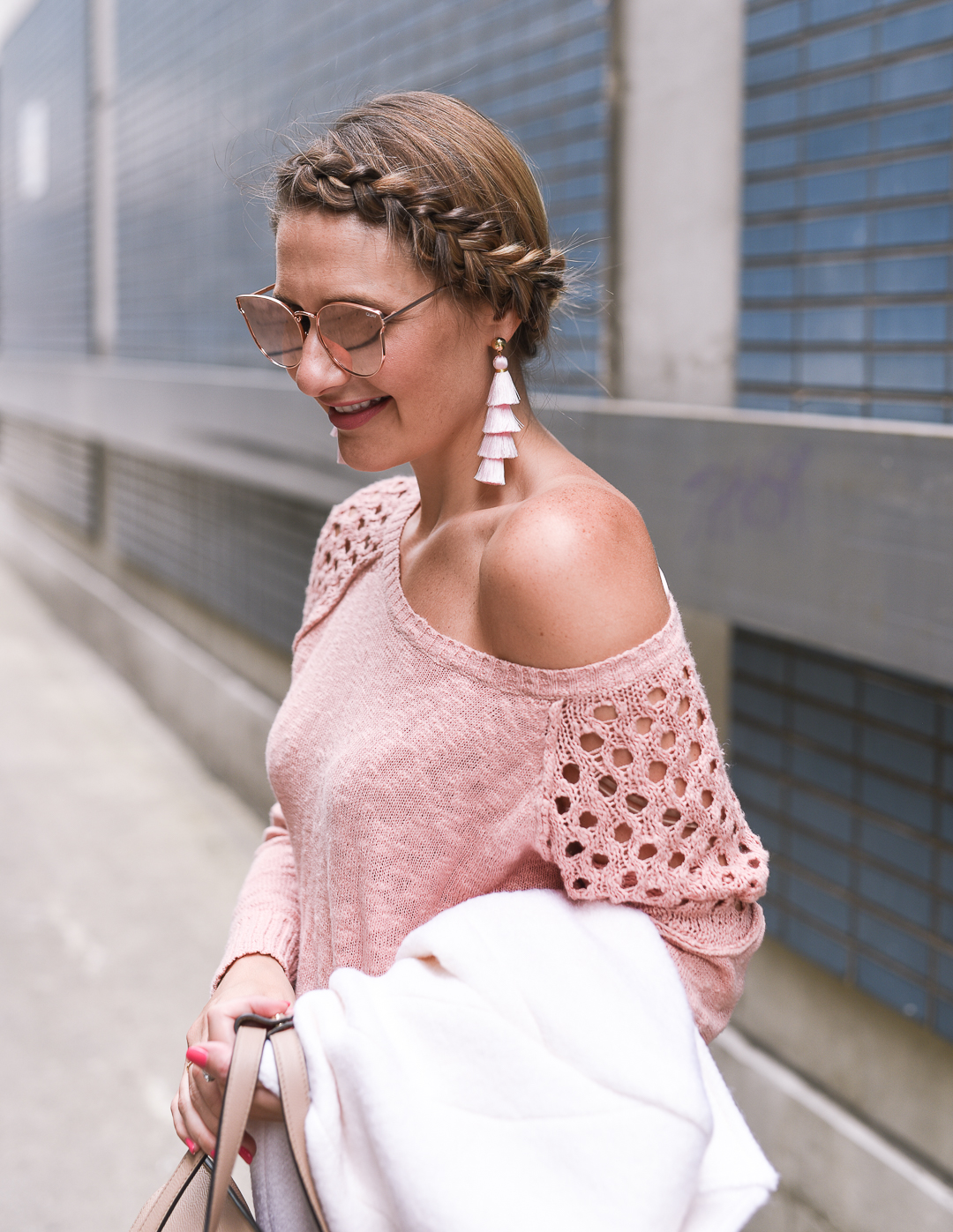 pink tassel earrings 