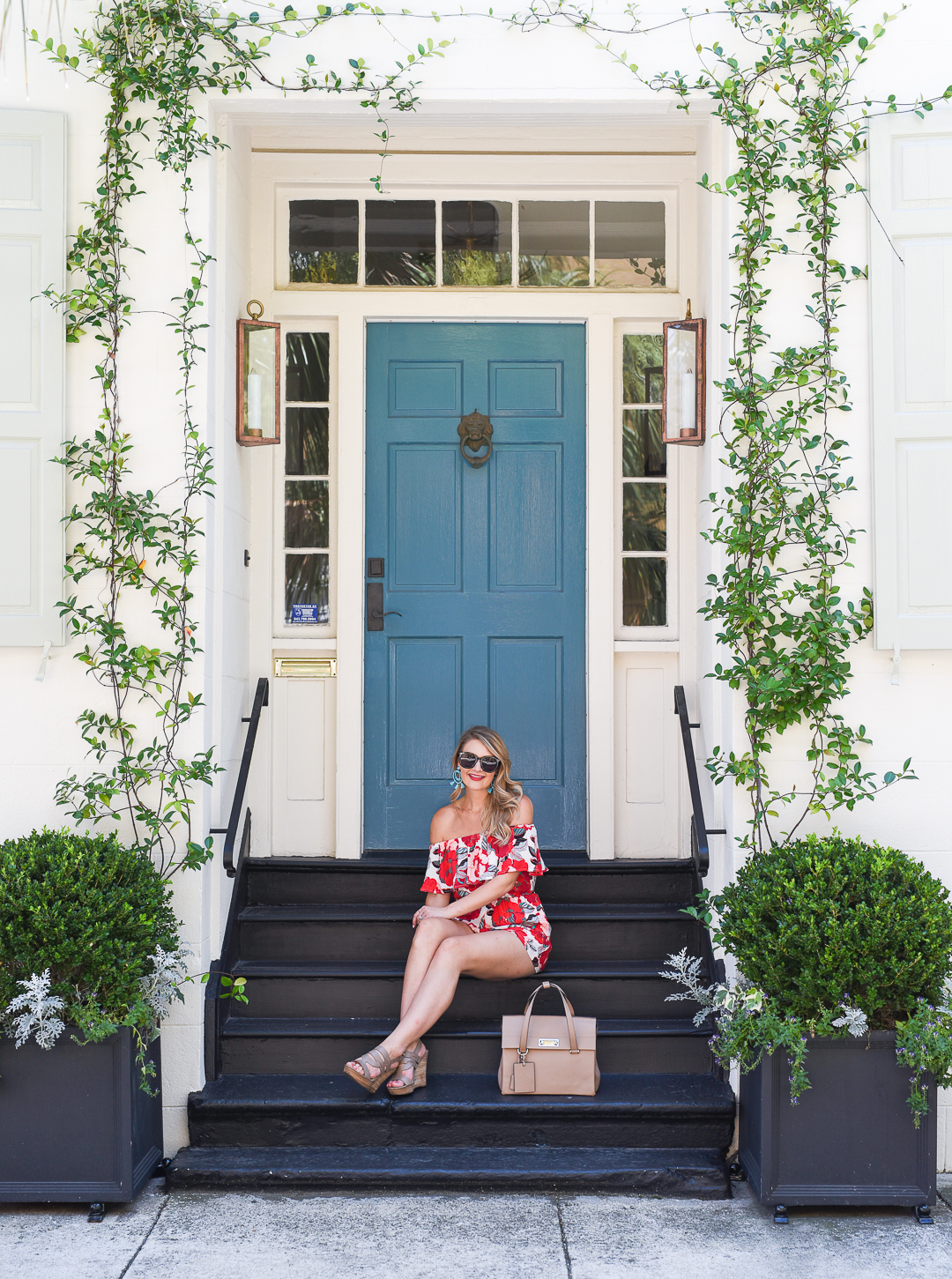 red floral romper with sole society jenny wedges