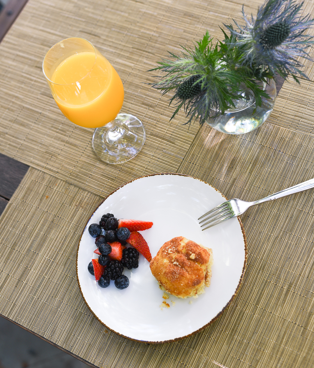 buttermilk cinnamon sugar biscuit with fresh fruit