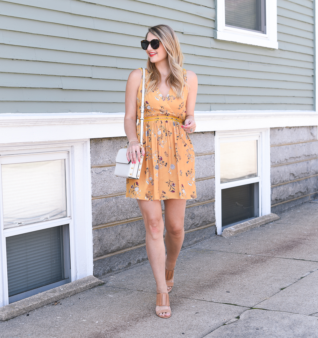 floral mustard yellow dress