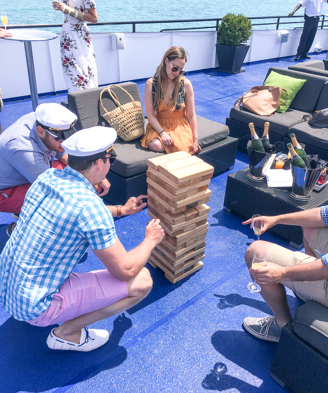 giant jenga on a chicago yacht cruise 