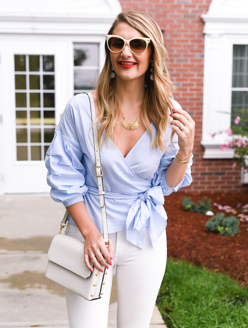 blue tiered sleeve top