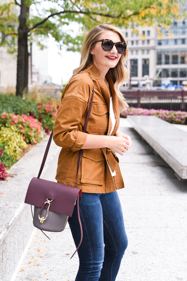 yellow jacket with a white cold shoulder top