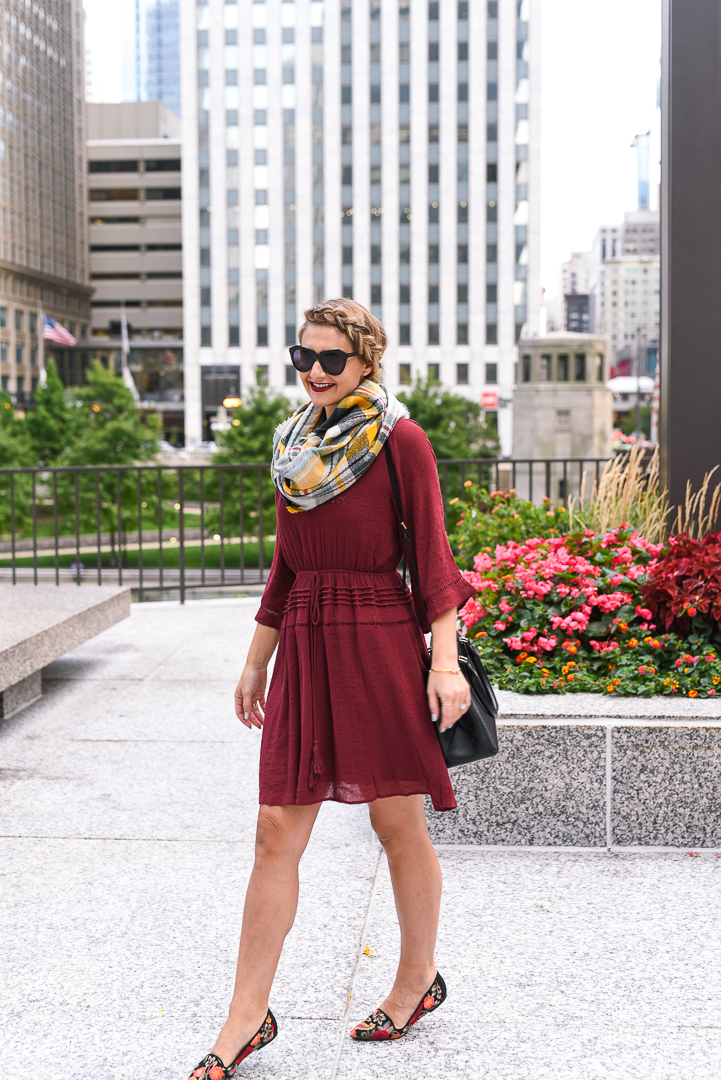 how to style a burgundy dress