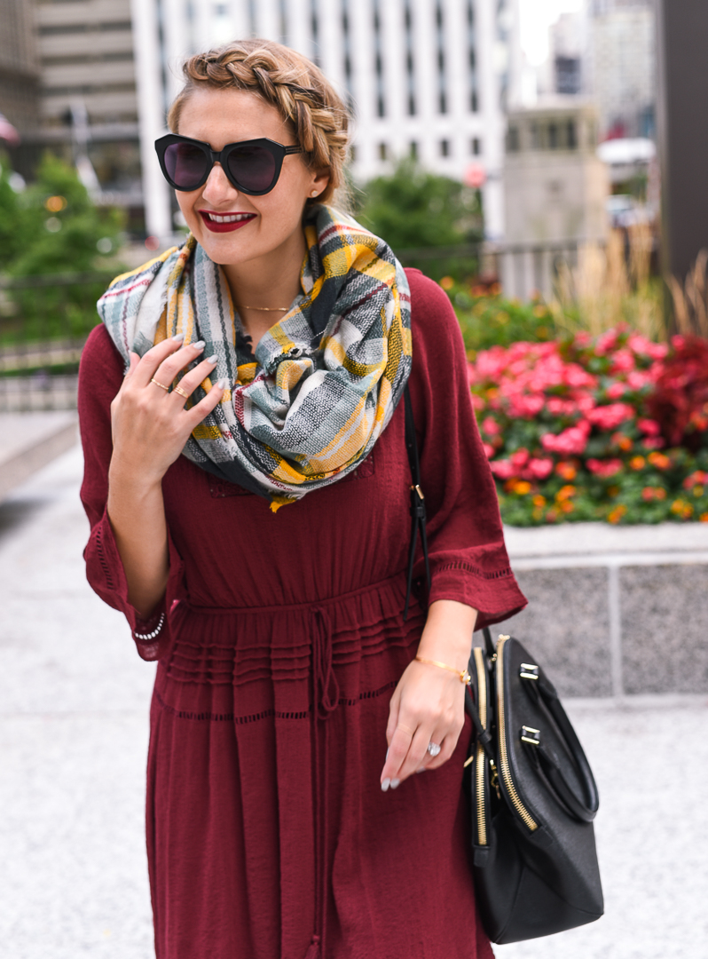 yellow plaid blanket scarf