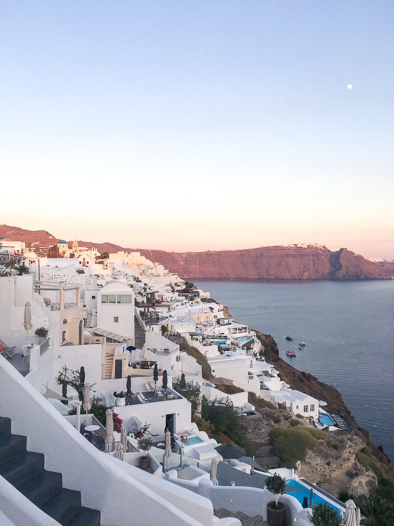 sunset in santorini greece