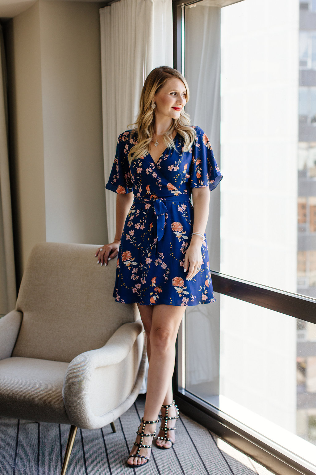 blue floral dress for work