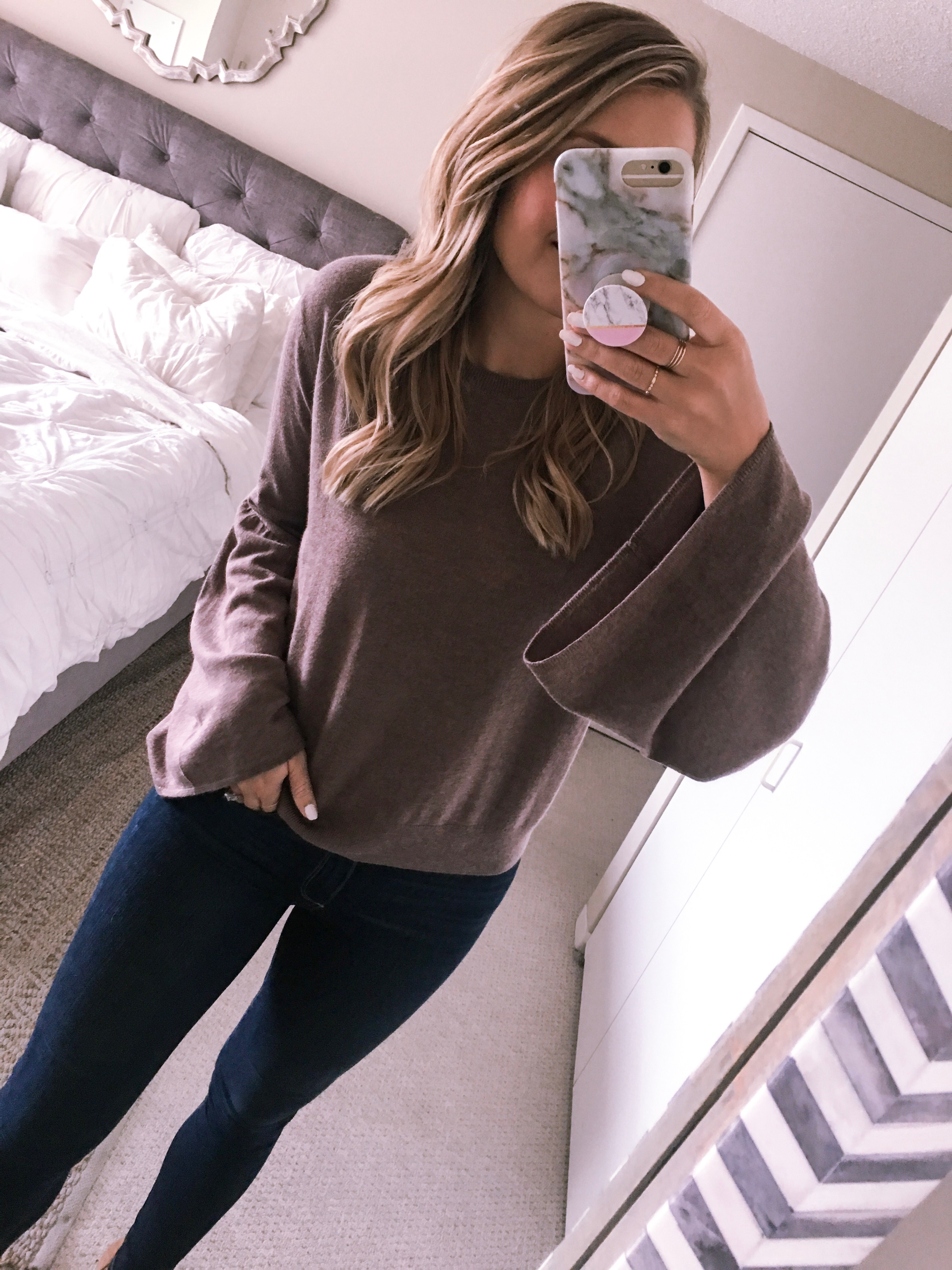 brown bell sleeve top