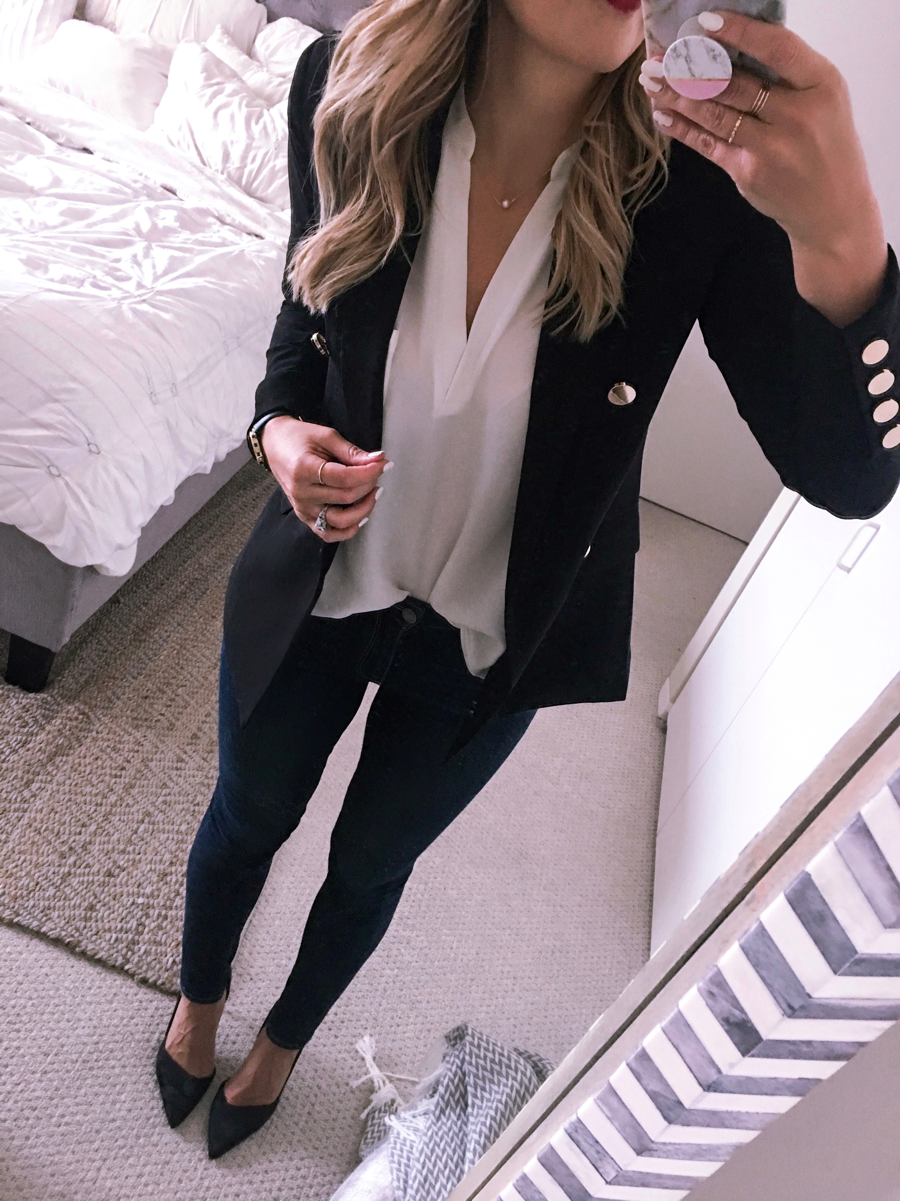 black blazer with gold buttons from nordstrom