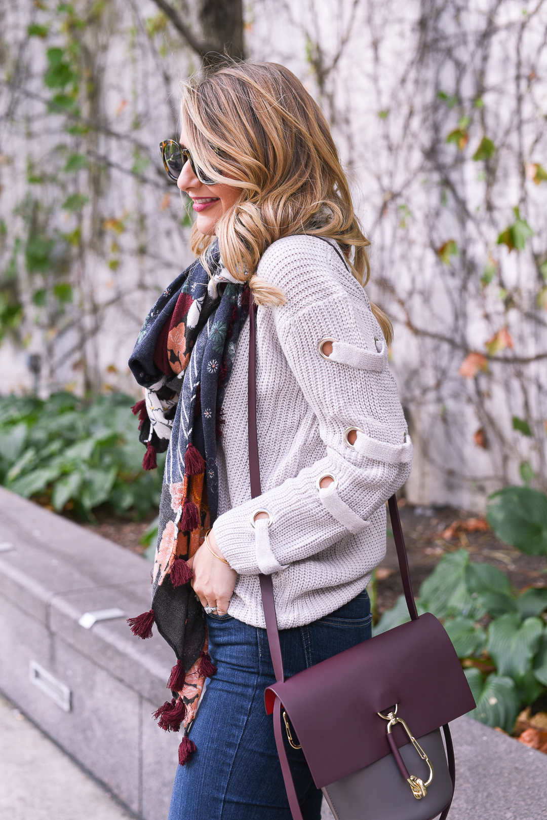 lace up chunky knit sweater for fall style