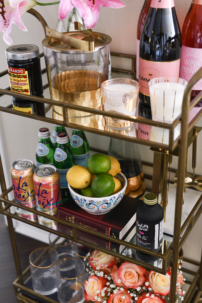 Gold Cole 3-Tier Rolling Bar Cart from cost plus world market