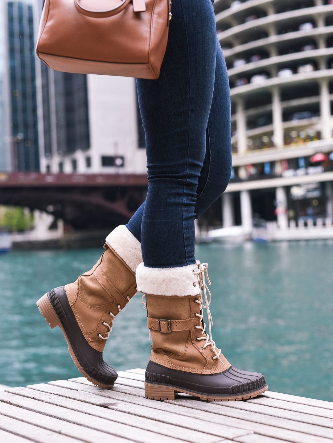 faux fur trim waterproof boots from zappos