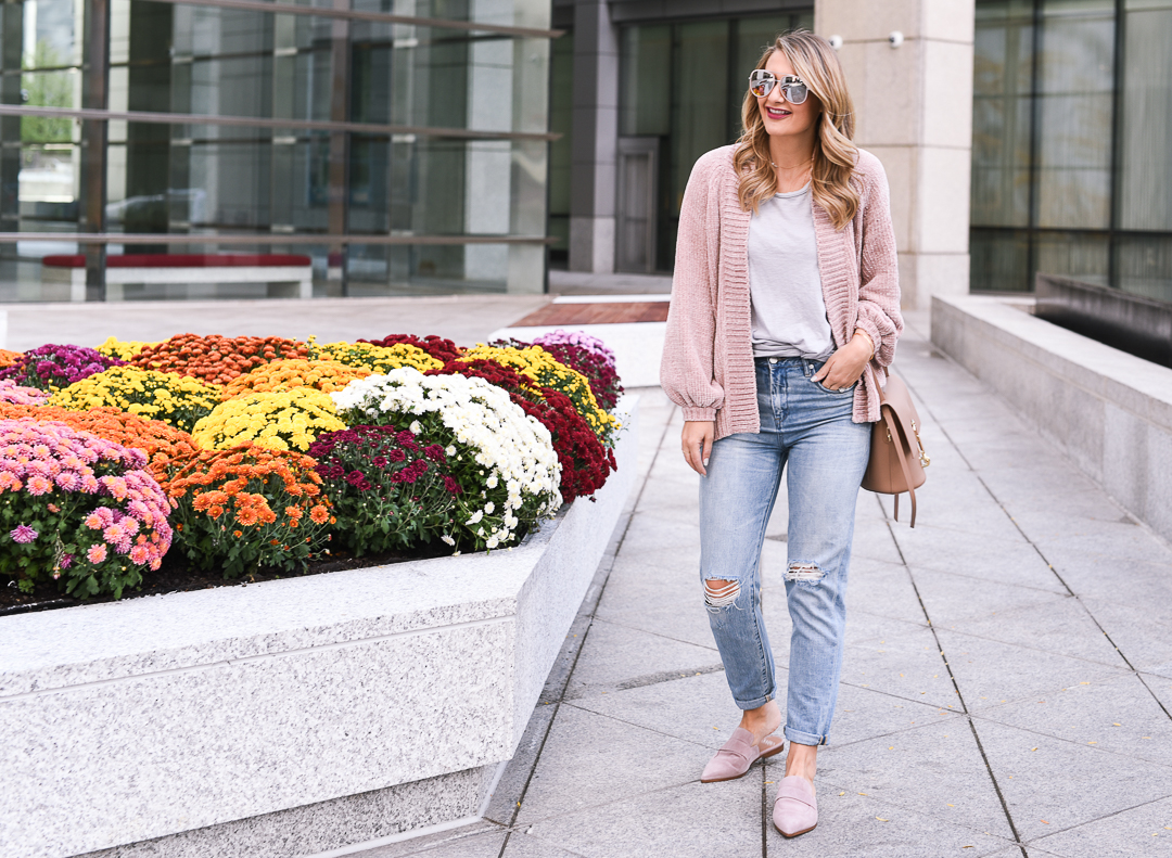 pink chenille sweater