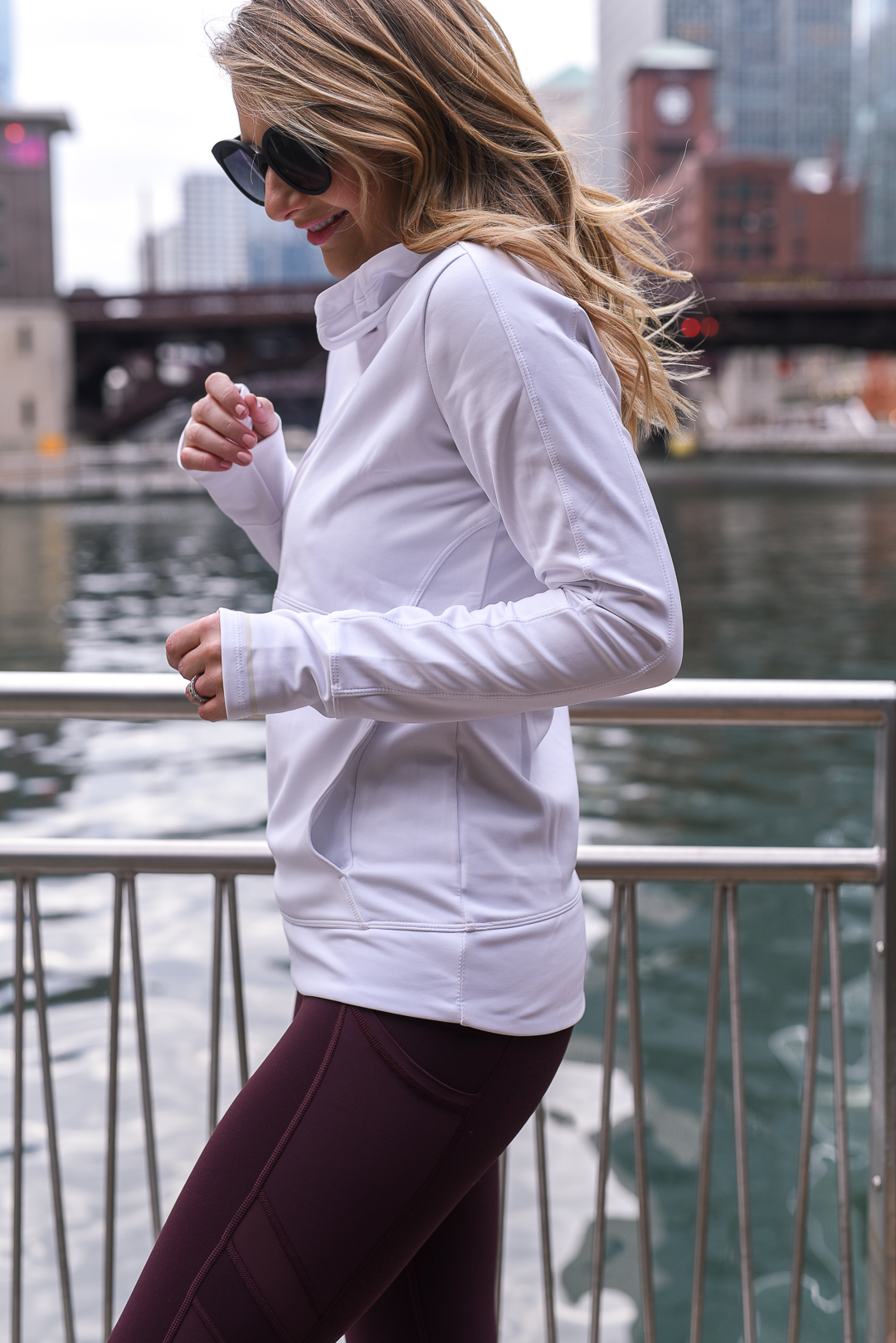 white hoodie for running in winter