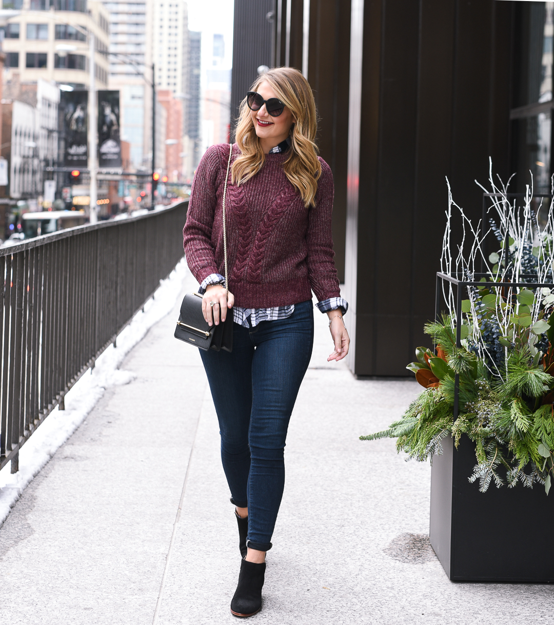 best high waisted skinny jeans - paige hoxton - Best Cute Affordable Sweater for Layering by Chicago style blogger Visions of Vogue