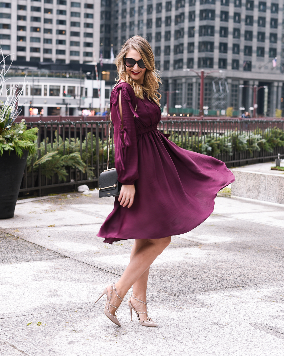 burgundy holiday party dress from nordstrom