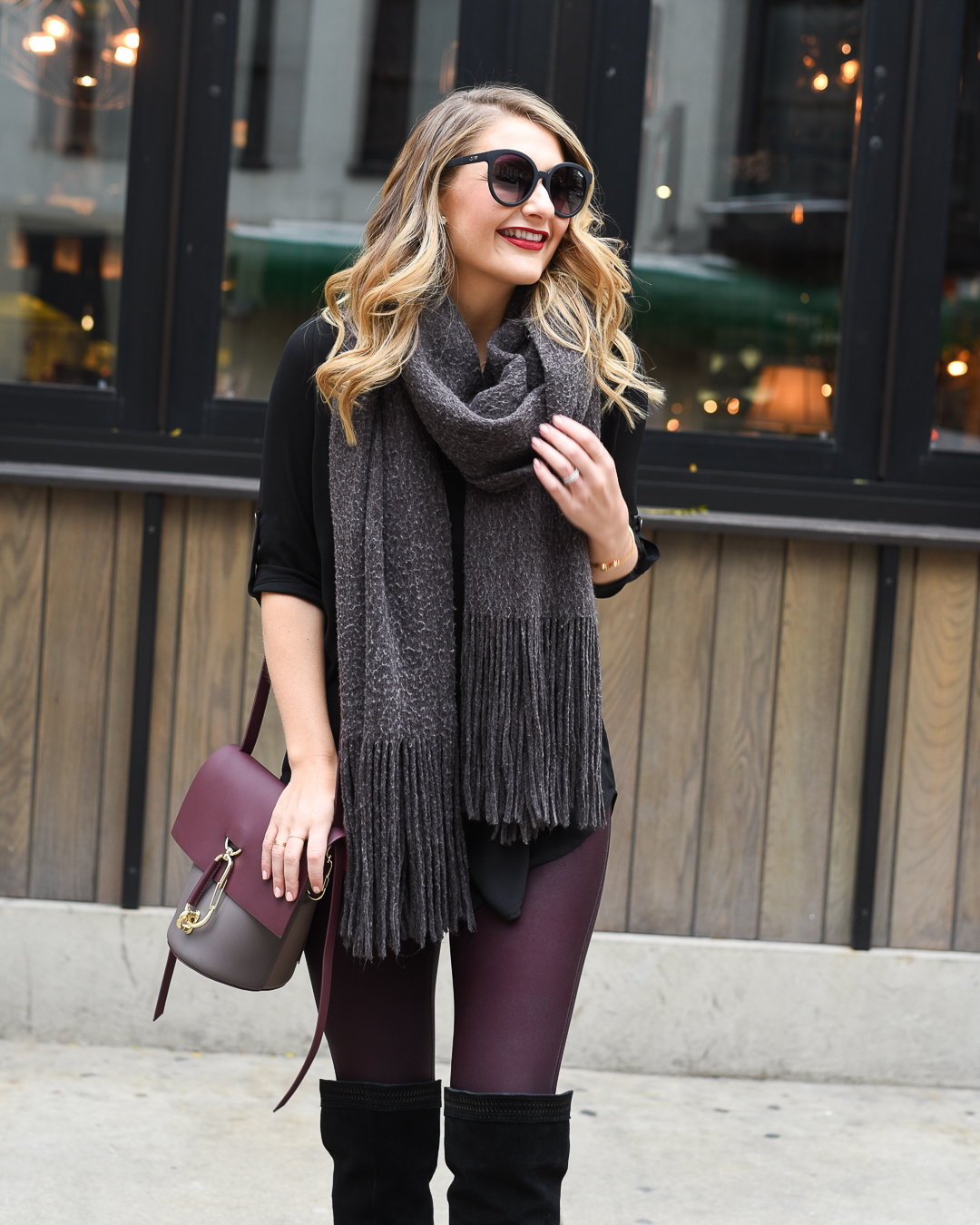 free people kolby fringe scarf in graphite gray