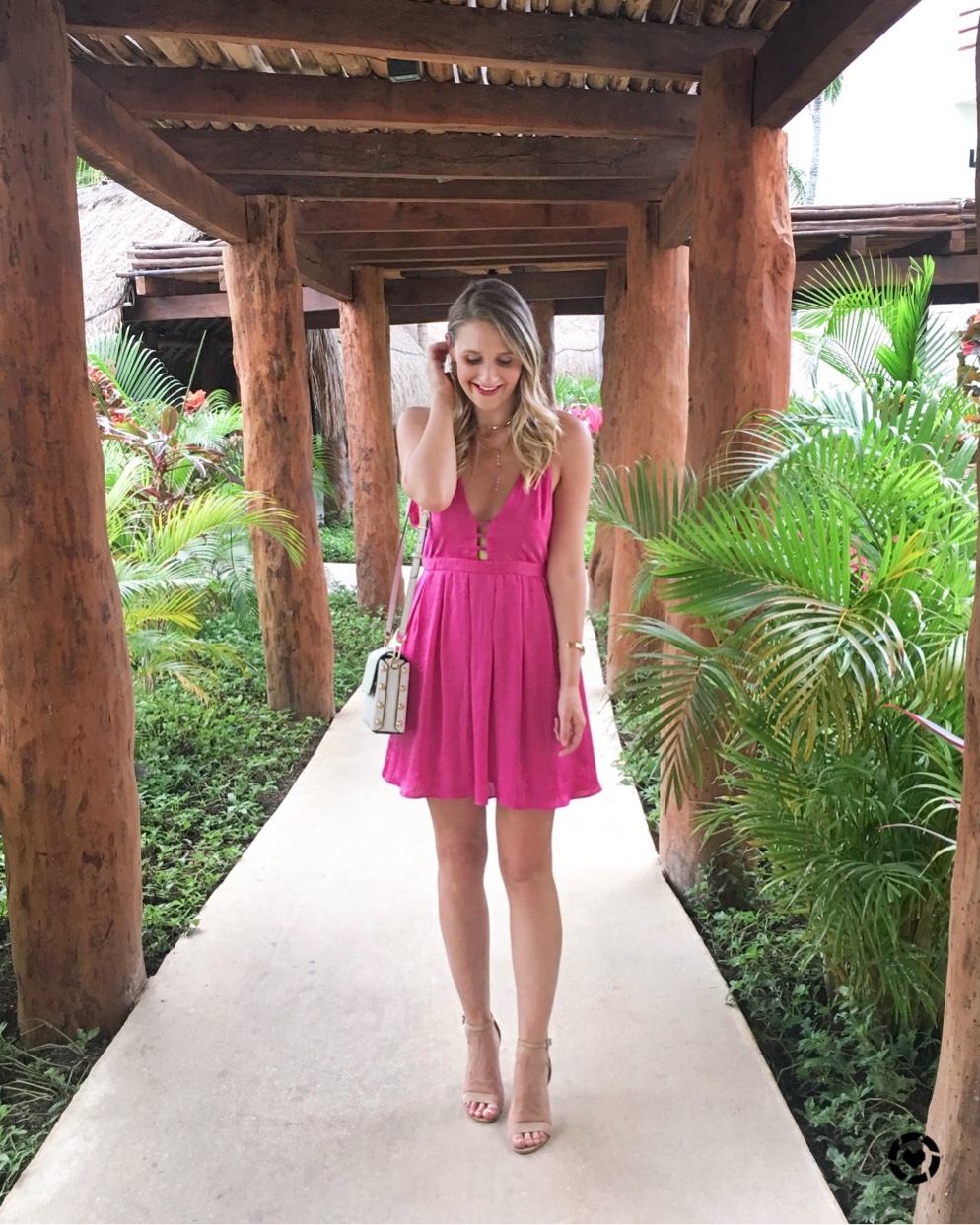 pink silk mini dress in mexico