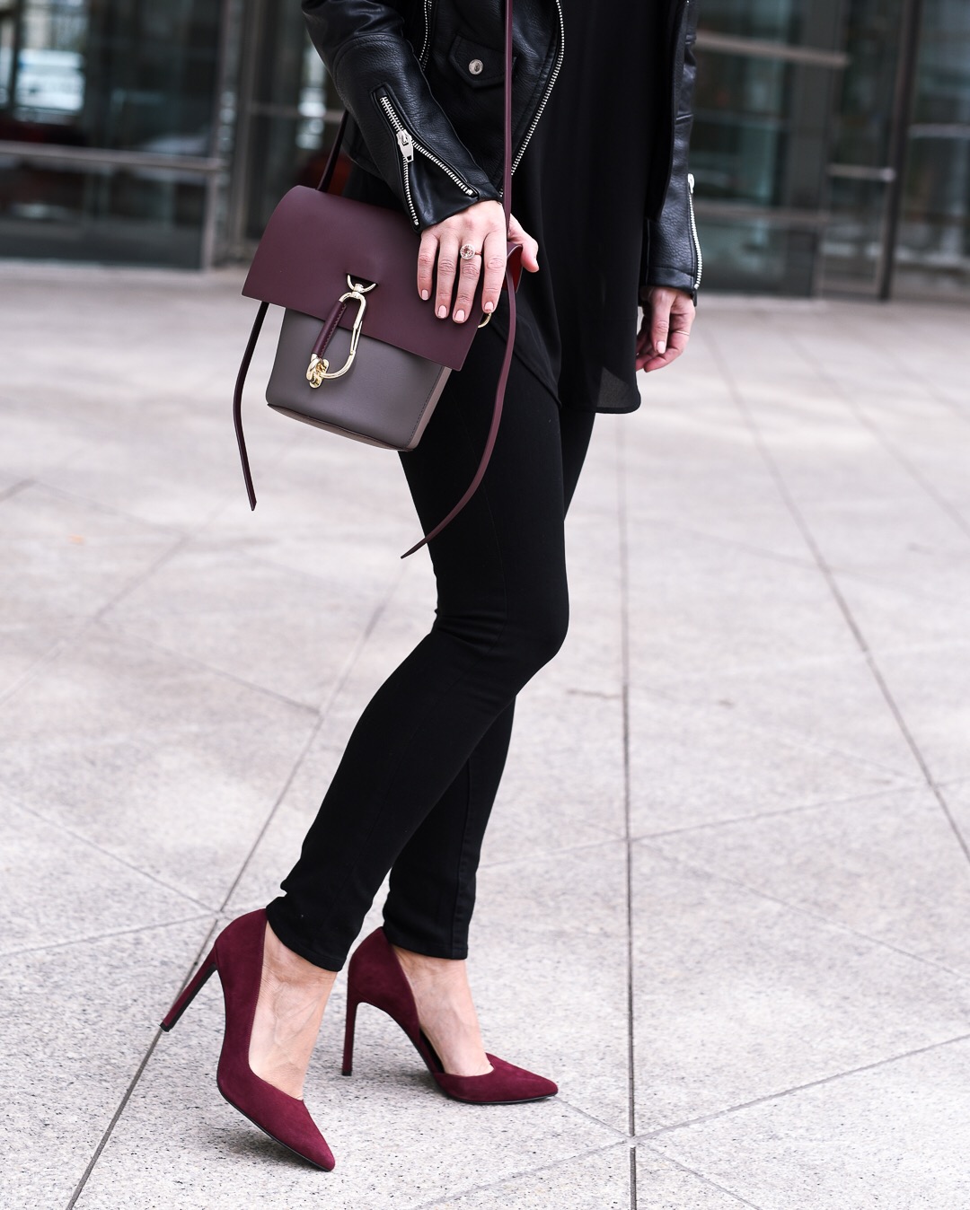 burgundy suede pumps