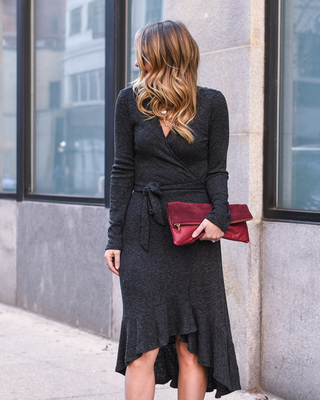 burgundy leather clutch