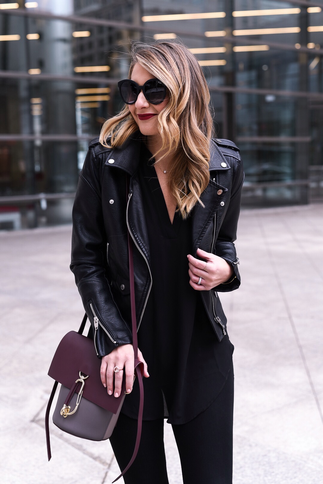 black faux leather moto jacket from blank nyc