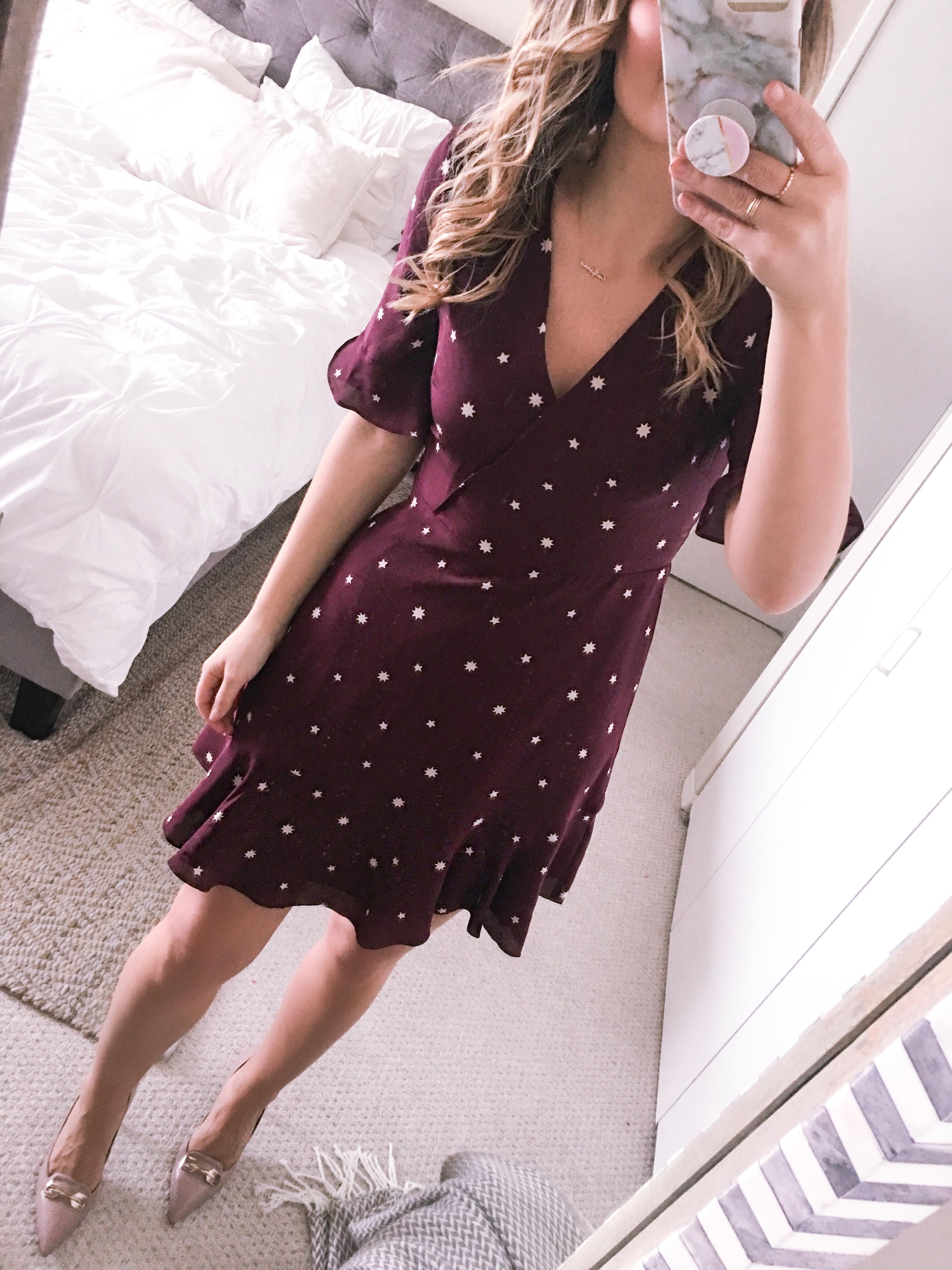 burgundy A-line dress from madewell at nordstrom