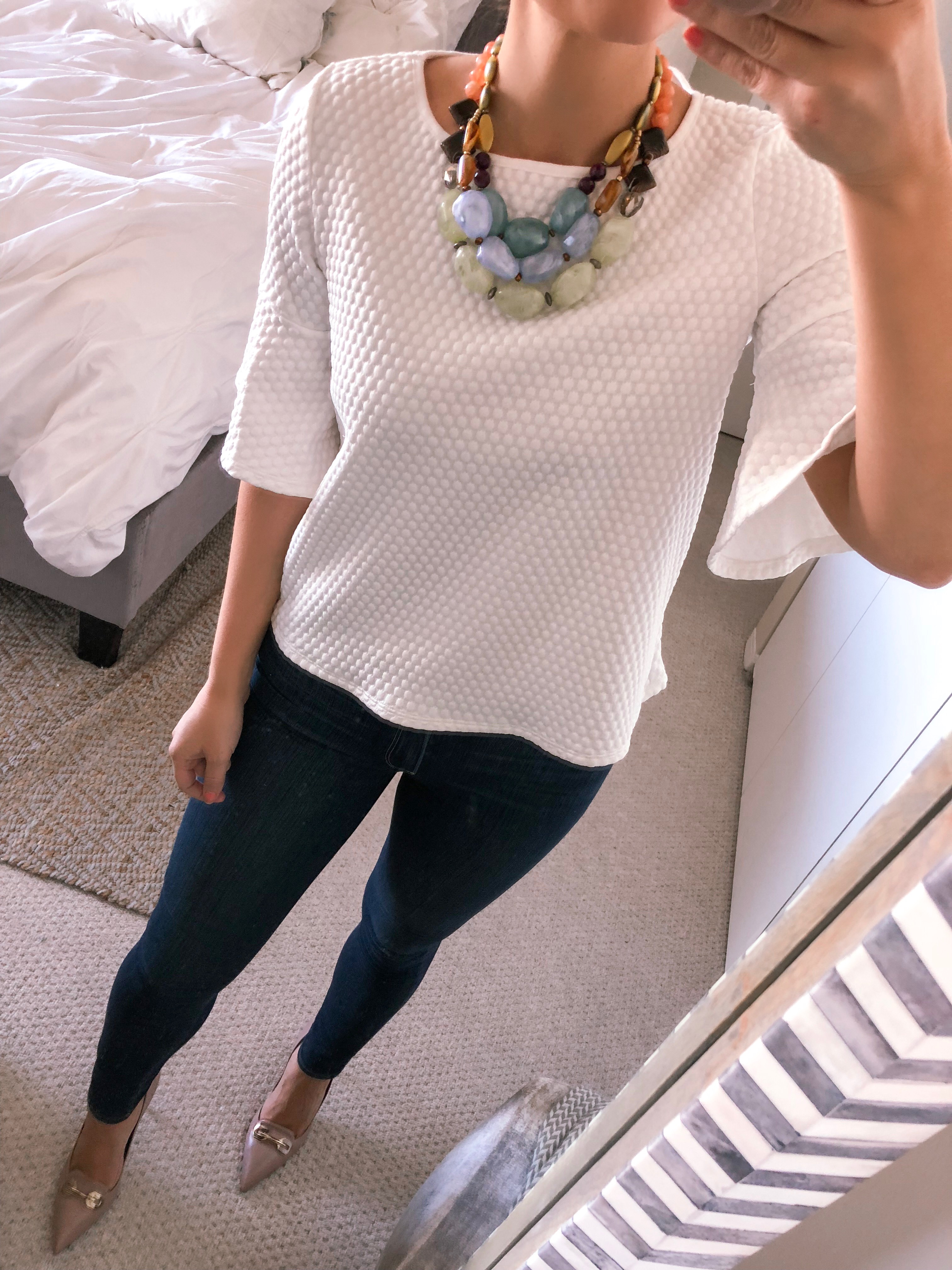 white flutter sleeve top