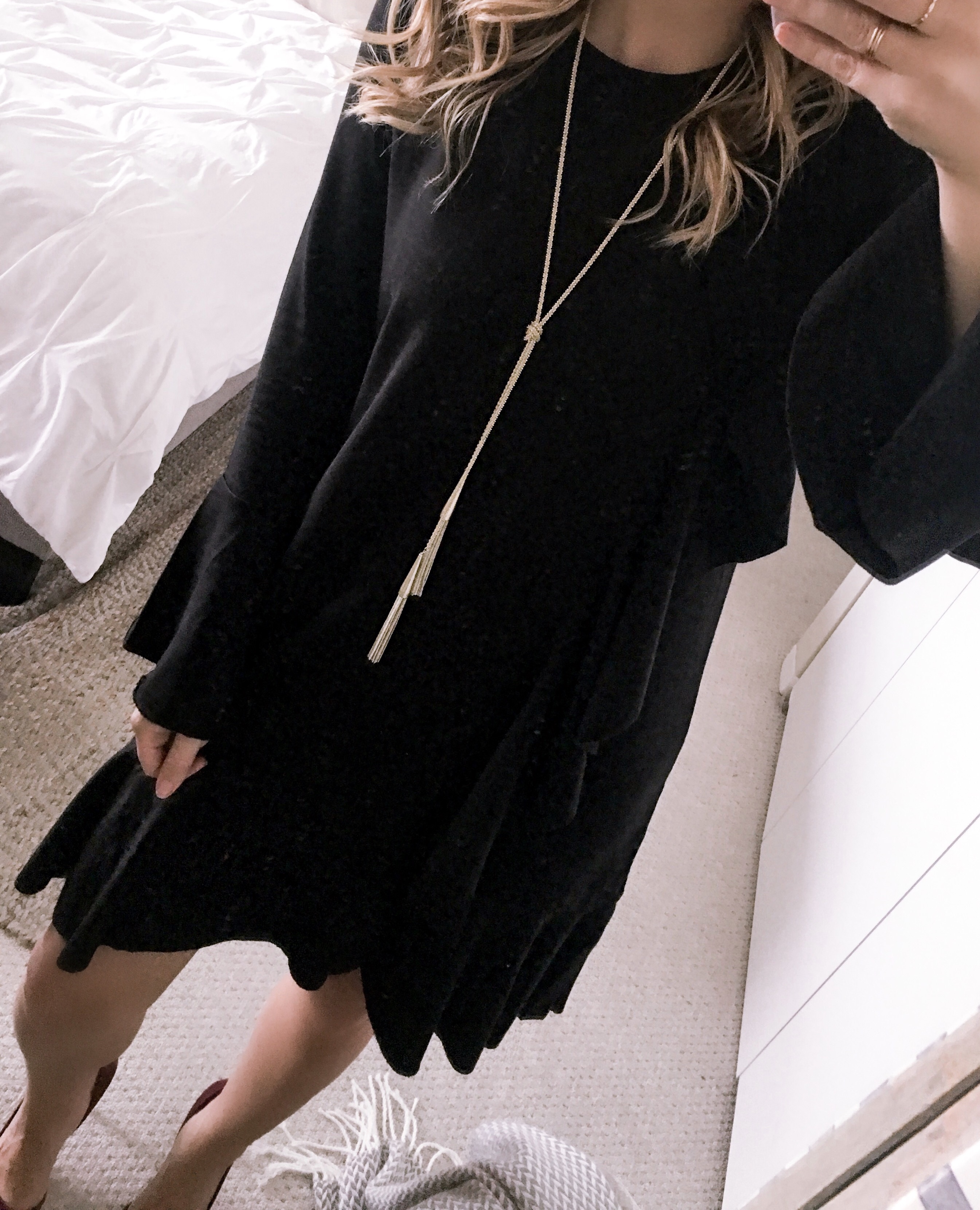 black ruffle dress