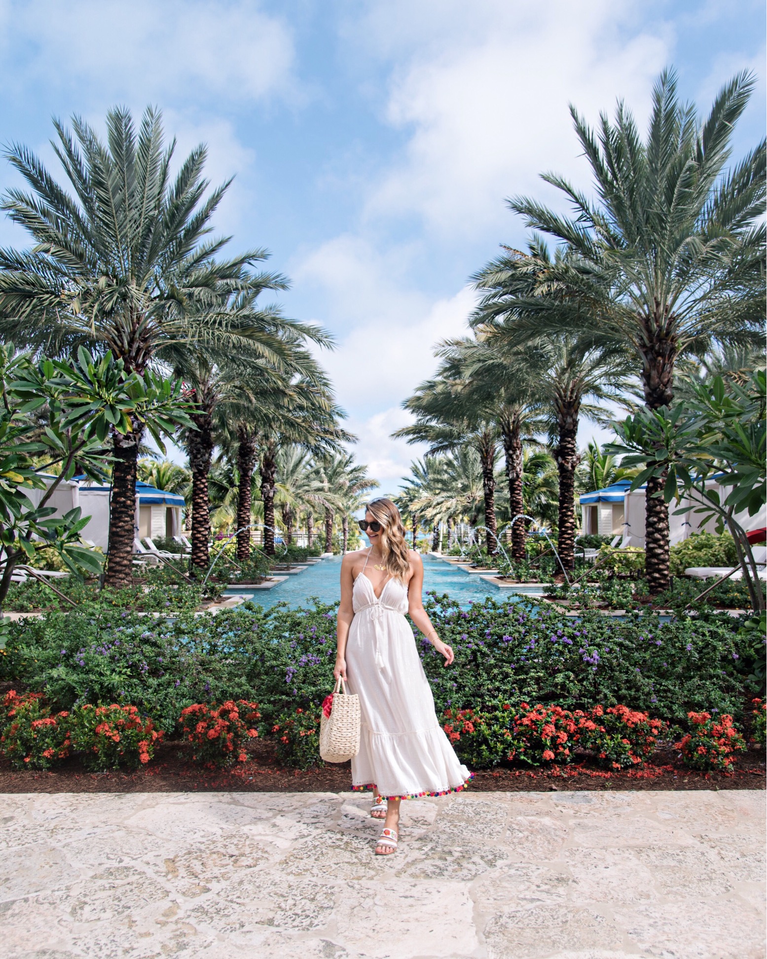 baha mar bahamas white tassel pom dress