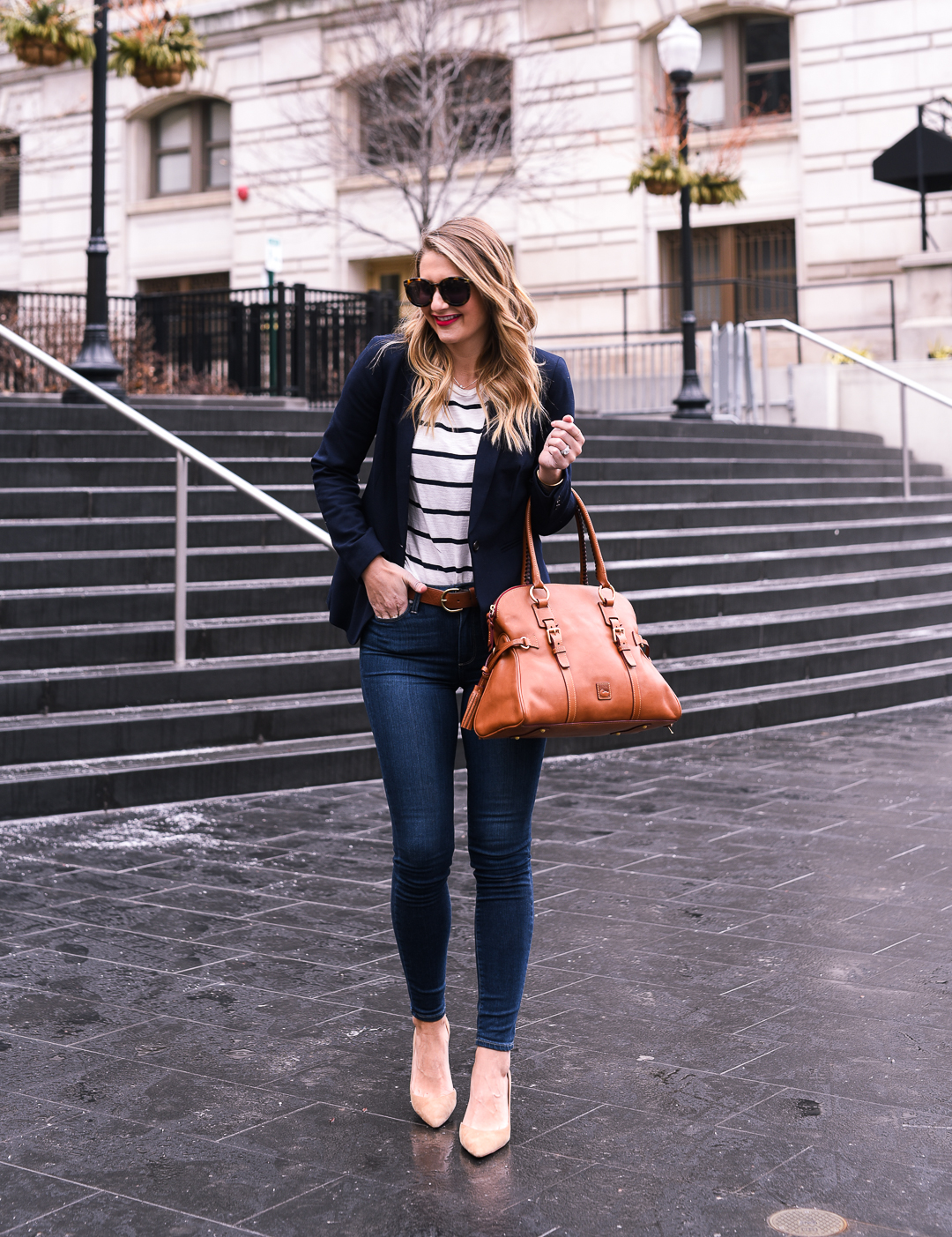 how to style a t-shirt with a blazer - work life balance tips by popular Chicago lifestyle blogger Visions of Vogue