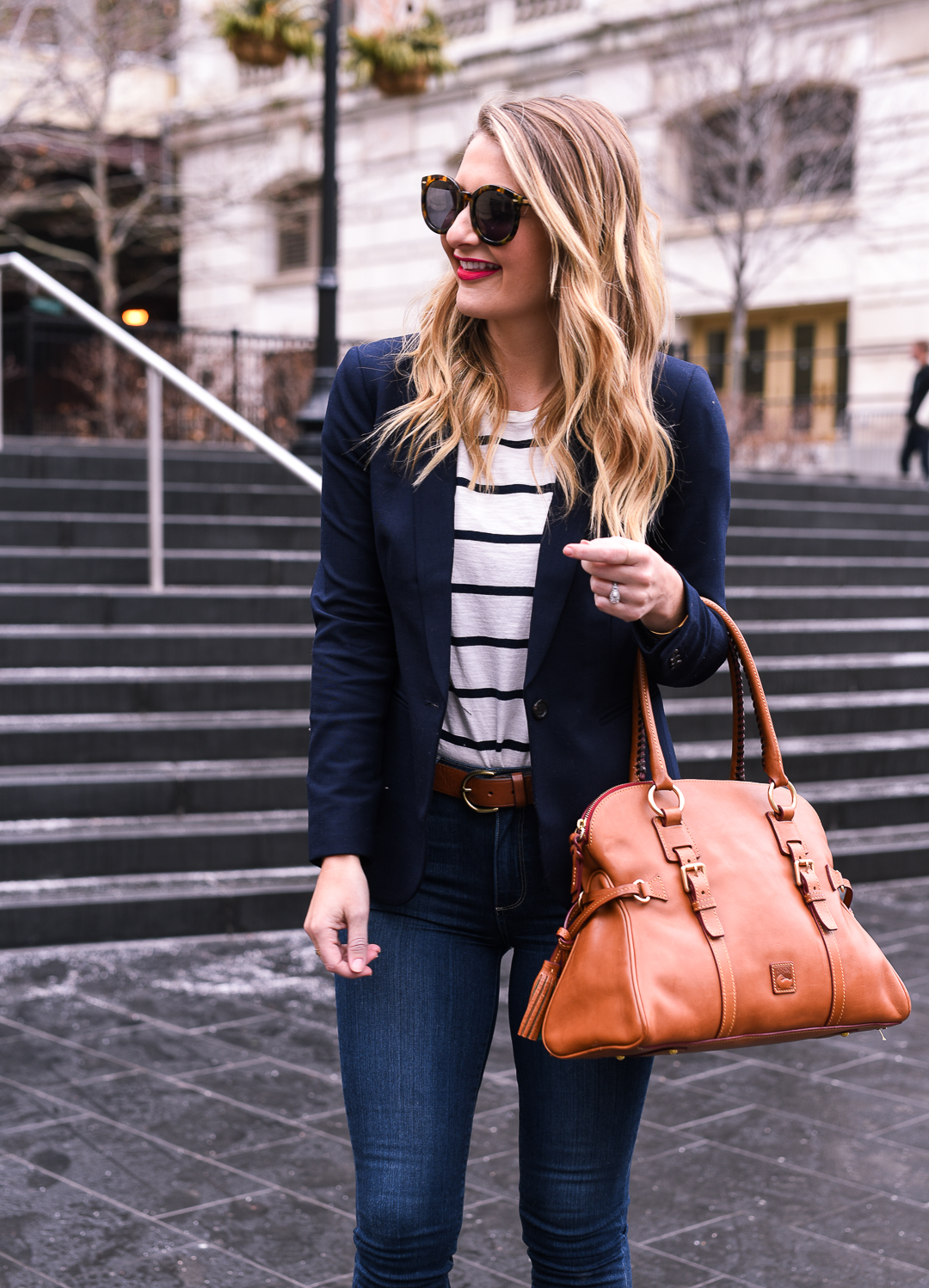 how to wear navy stripes - work life balance tips by popular Chicago lifestyle blogger Visions of Vogue