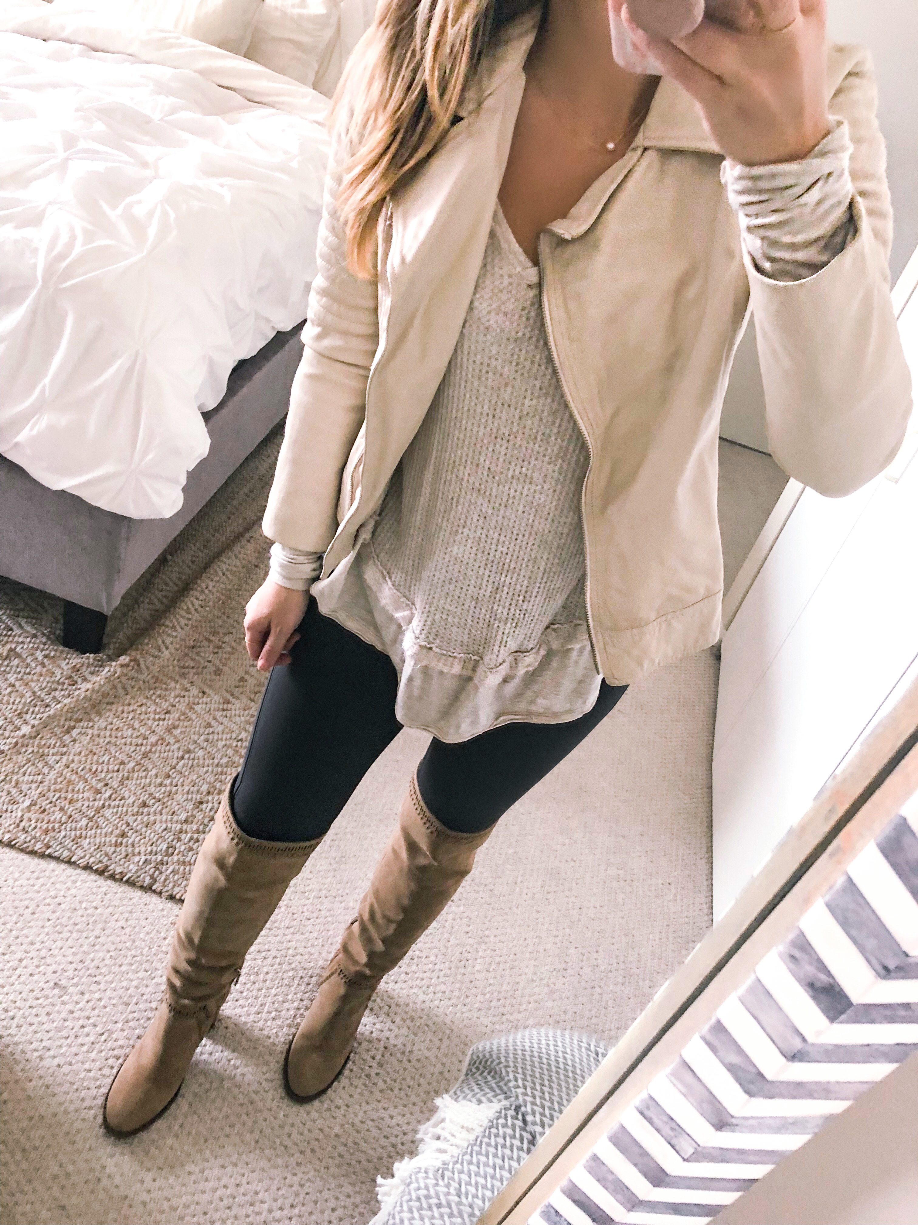 free people laguna thermal and white moto jacket